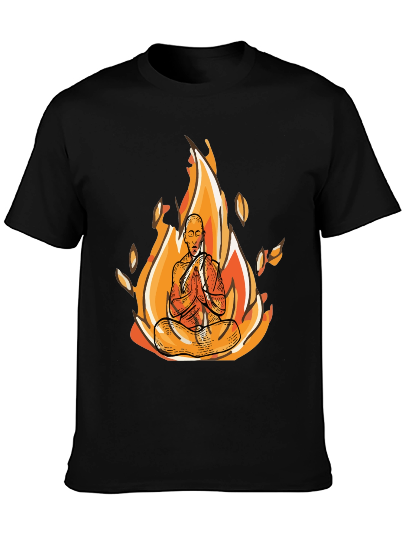 Zen Monk Fire Graphic Black T-Shirt