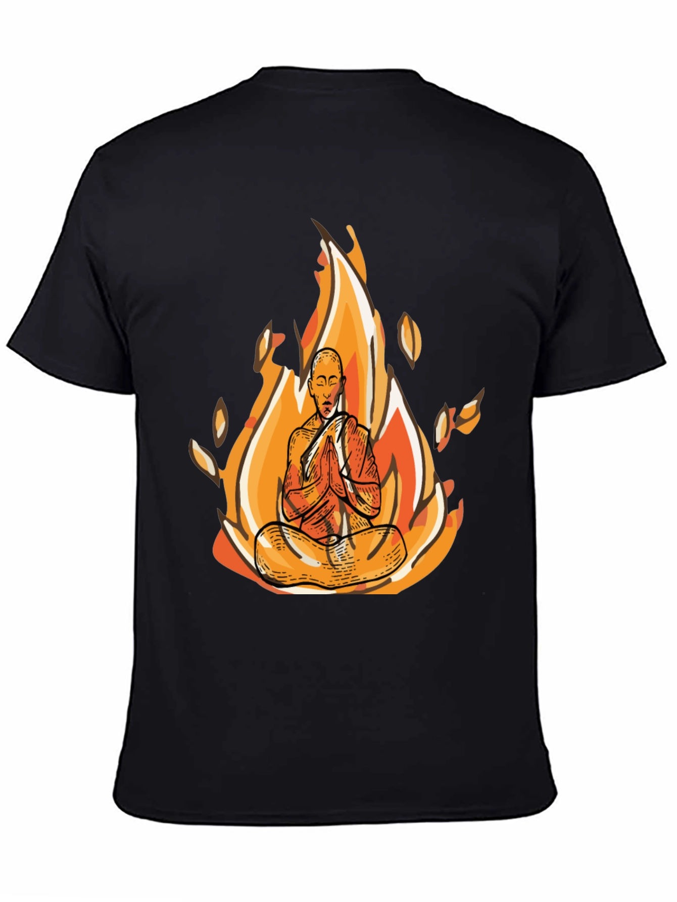 Zen Monk Fire Graphic Black T-Shirt