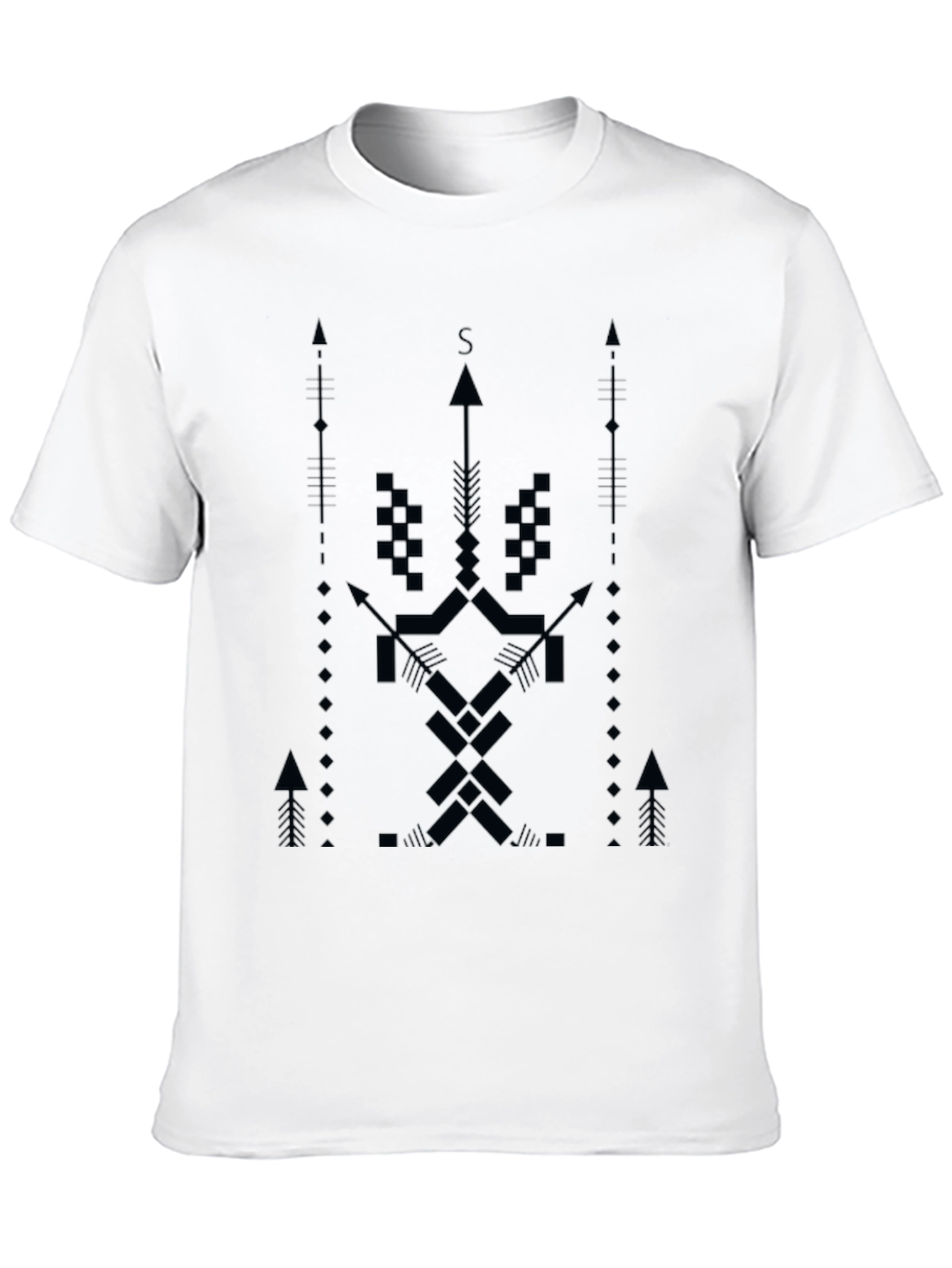Geometric Arrow Design Black T-Shirt