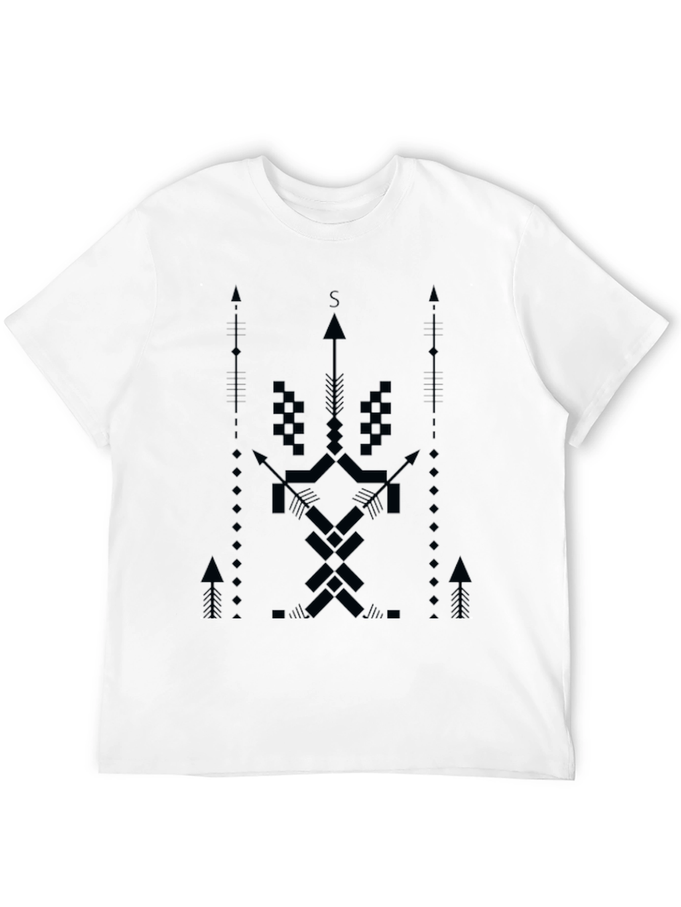 Geometric Arrow Design Black T-Shirt