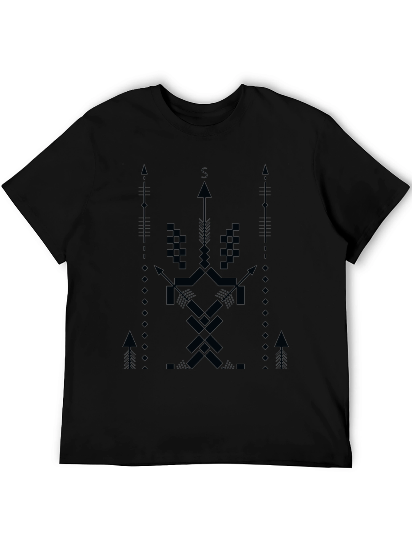 Geometric Arrow Design Black T-Shirt