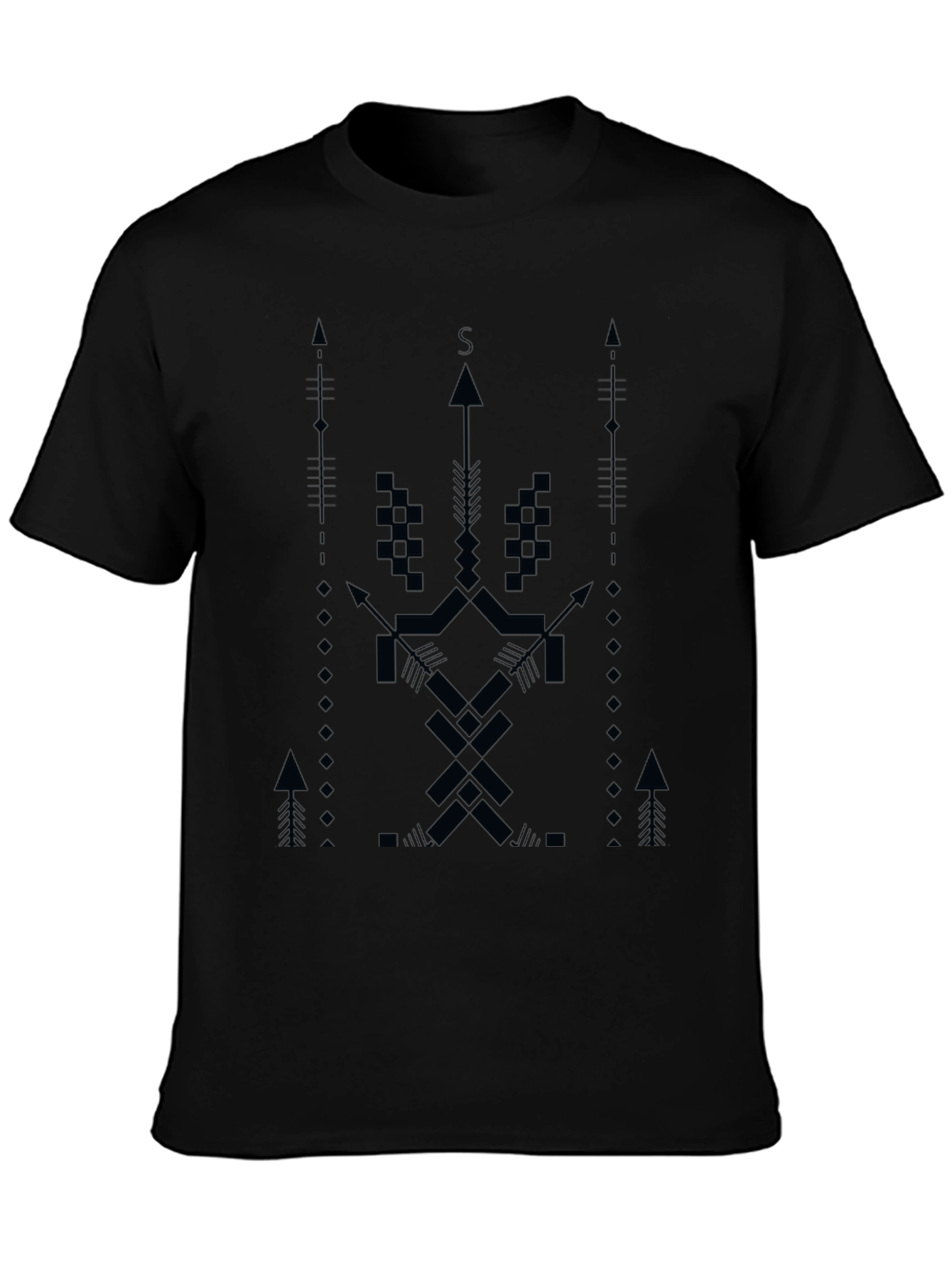 Geometric Arrow Design Black T-Shirt