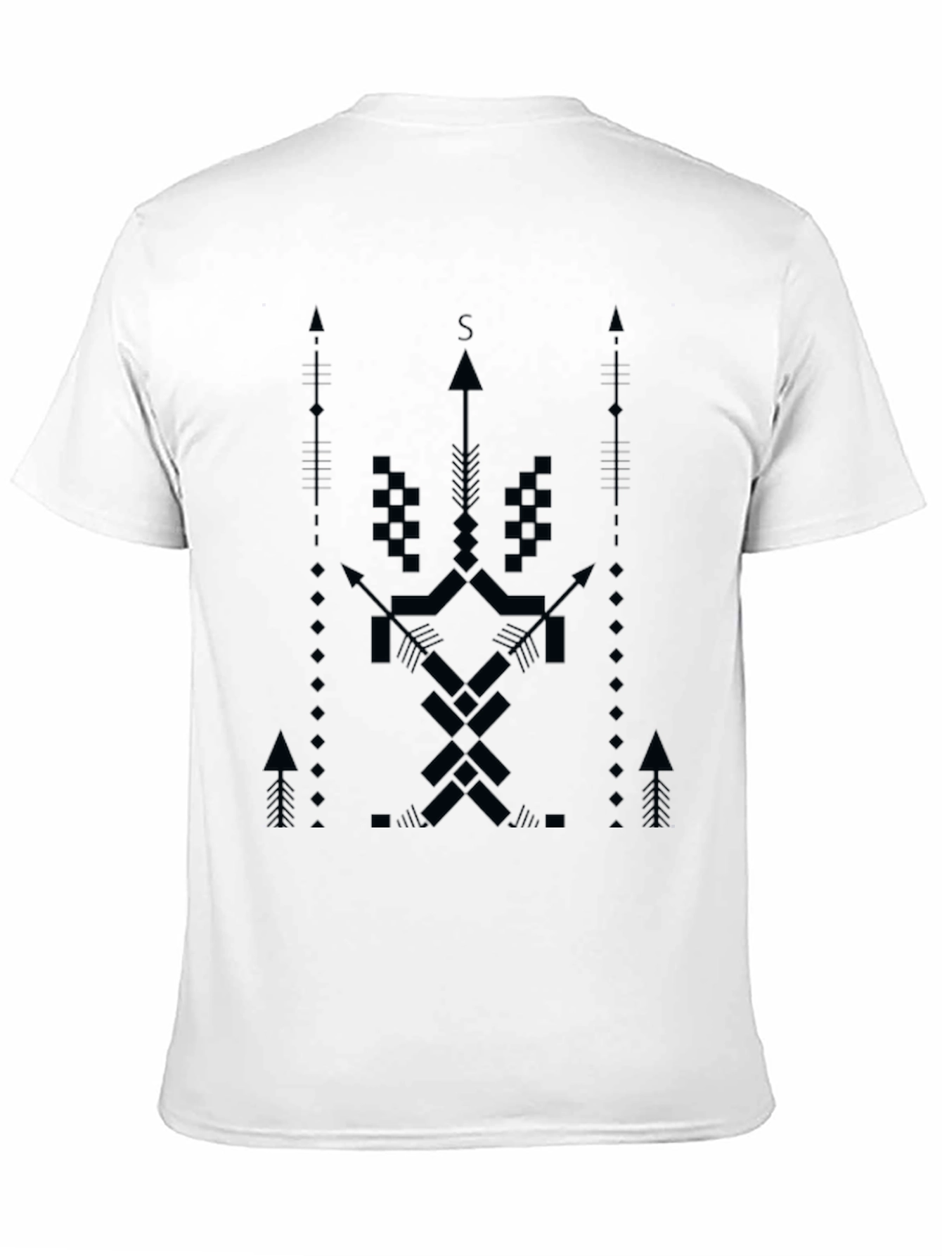 Geometric Arrow Design Black T-Shirt