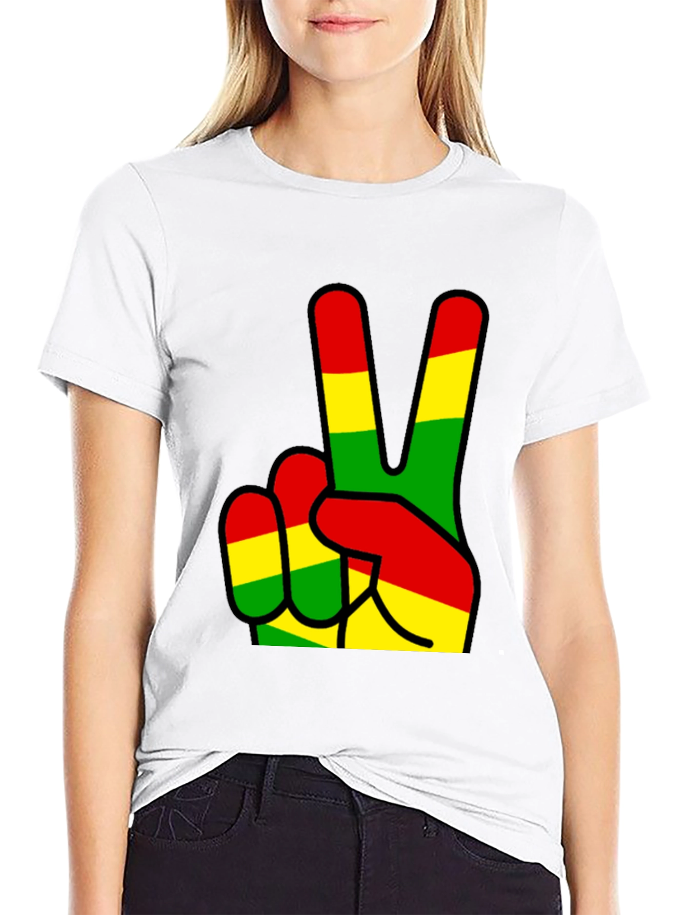 Rasta Peace Sign Black T-Shirt