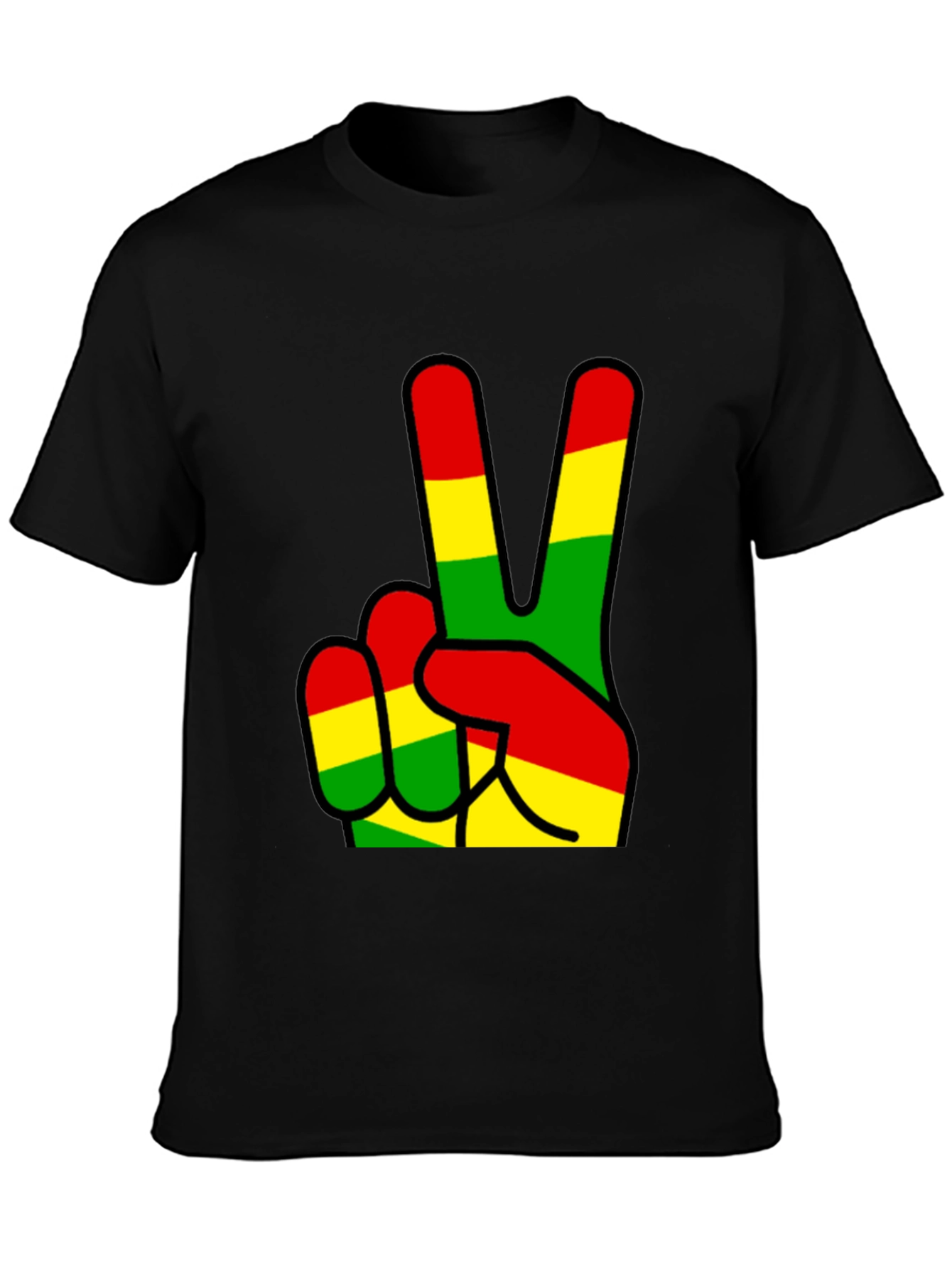 Rasta Peace Sign Black T-Shirt