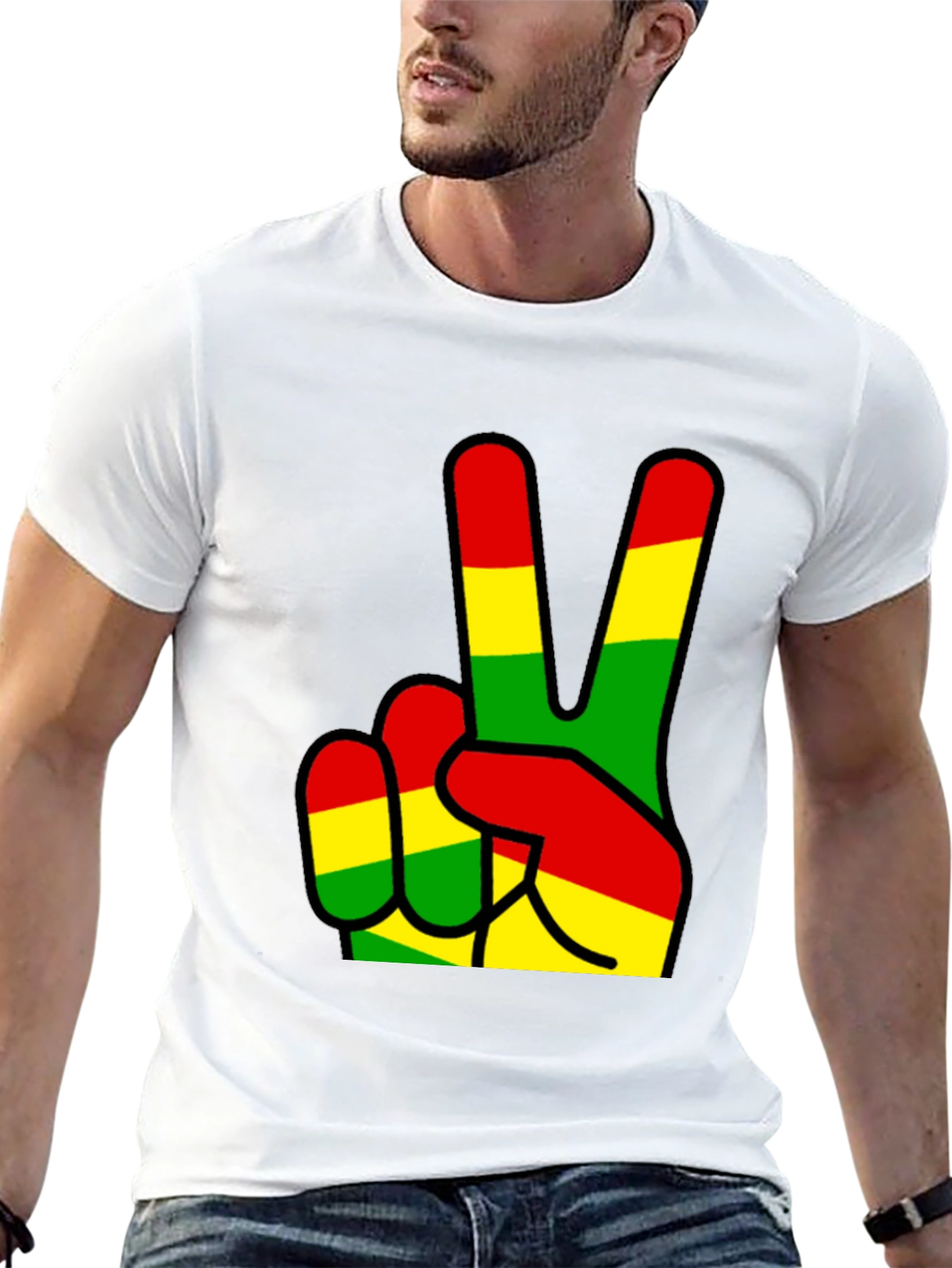 Rasta Peace Sign Black T-Shirt