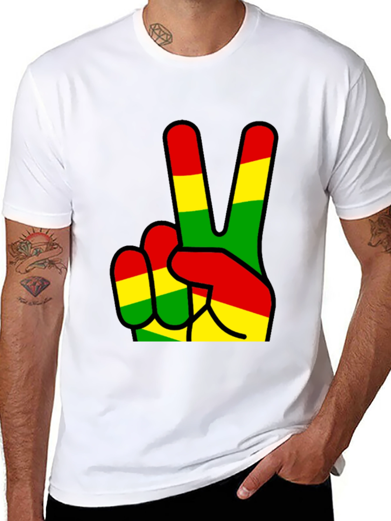 Rasta Peace Sign Black T-Shirt