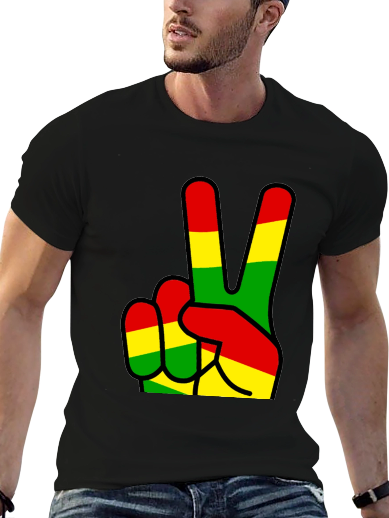 Rasta Peace Sign Black T-Shirt