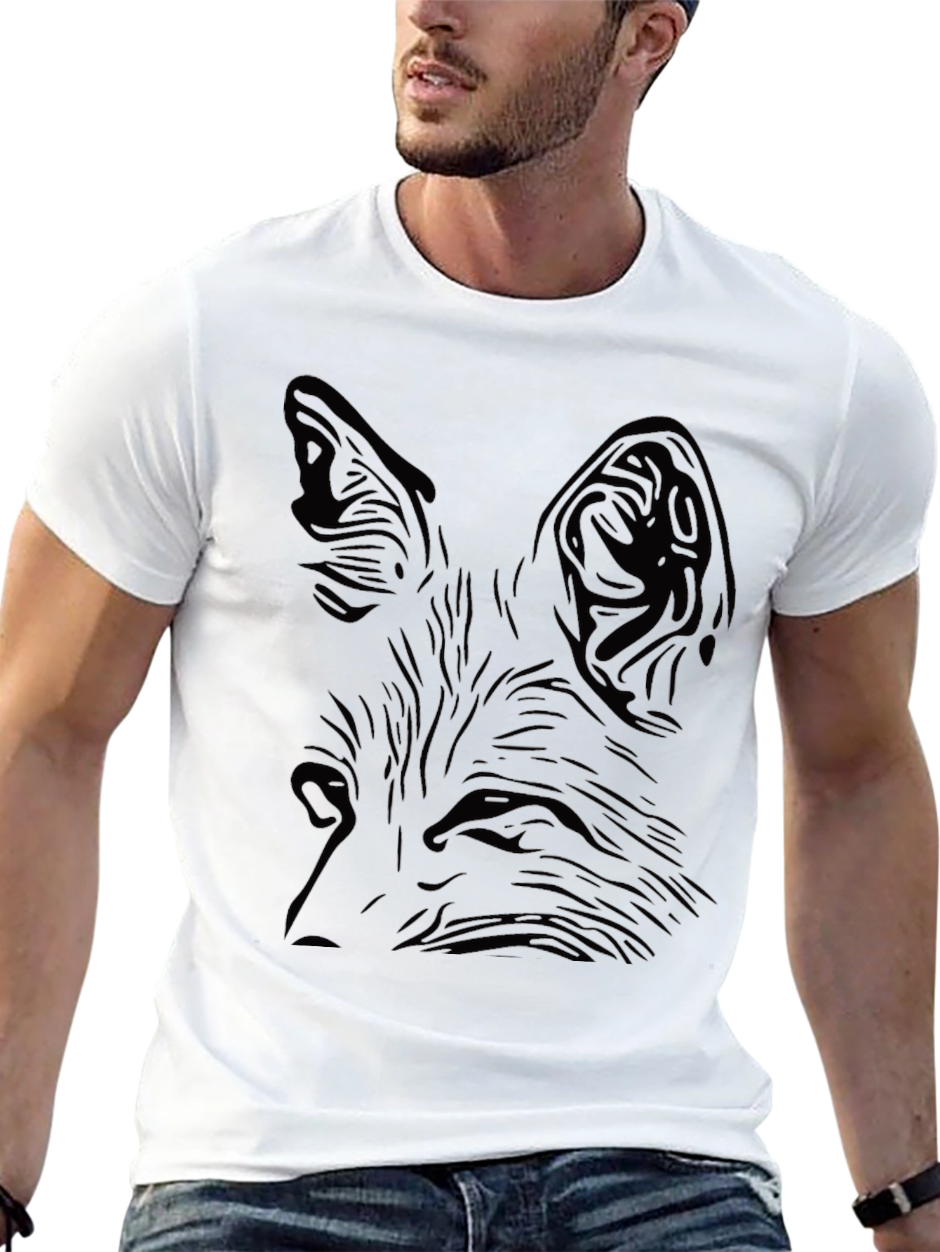 Mens Black Fox Graphic Print T-Shirt
