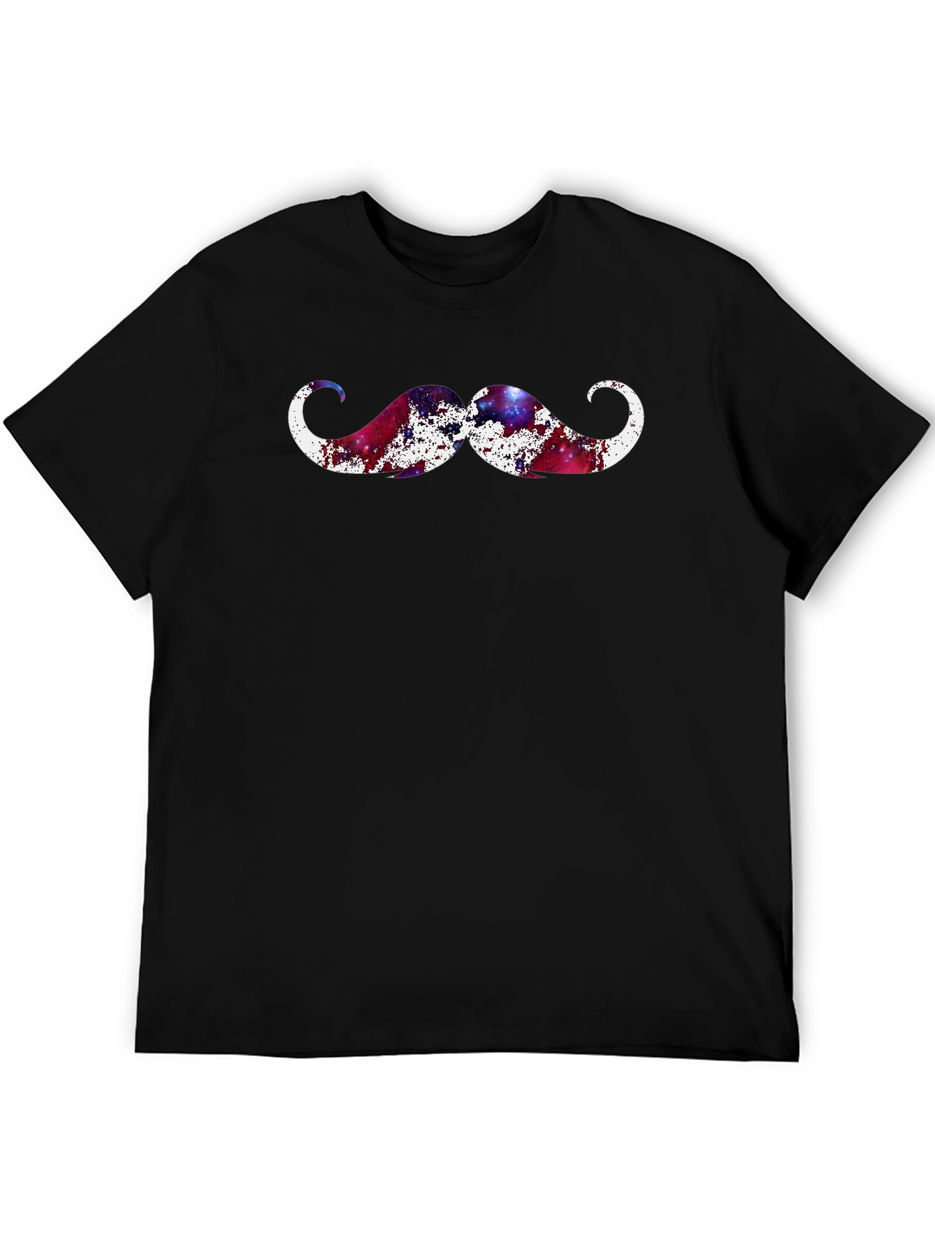 Cosmic Mustache Graphic Tee - Black Cotton T-Shirt