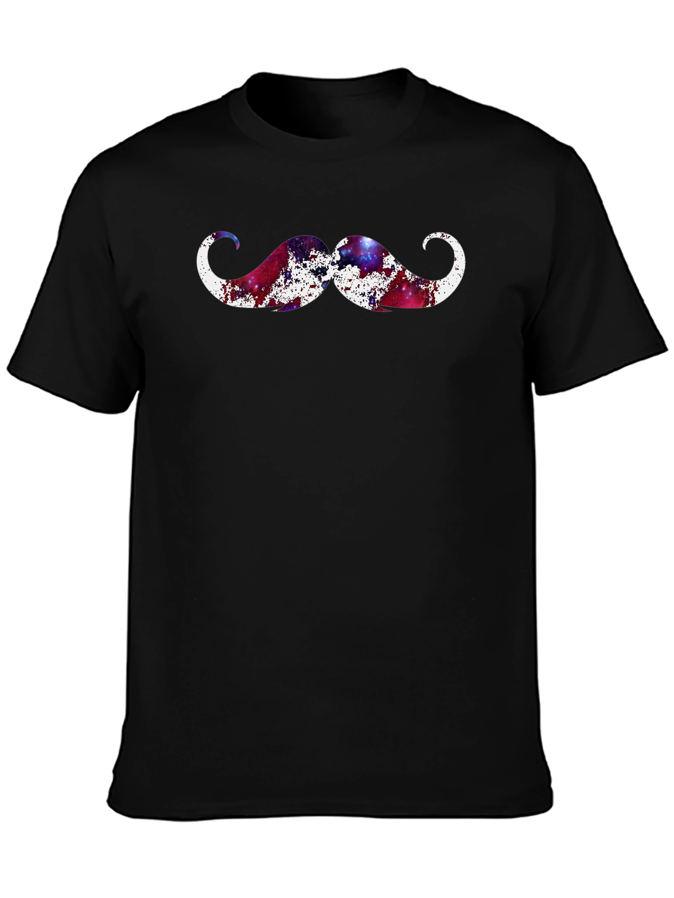 Cosmic Mustache Graphic Tee - Black Cotton T-Shirt