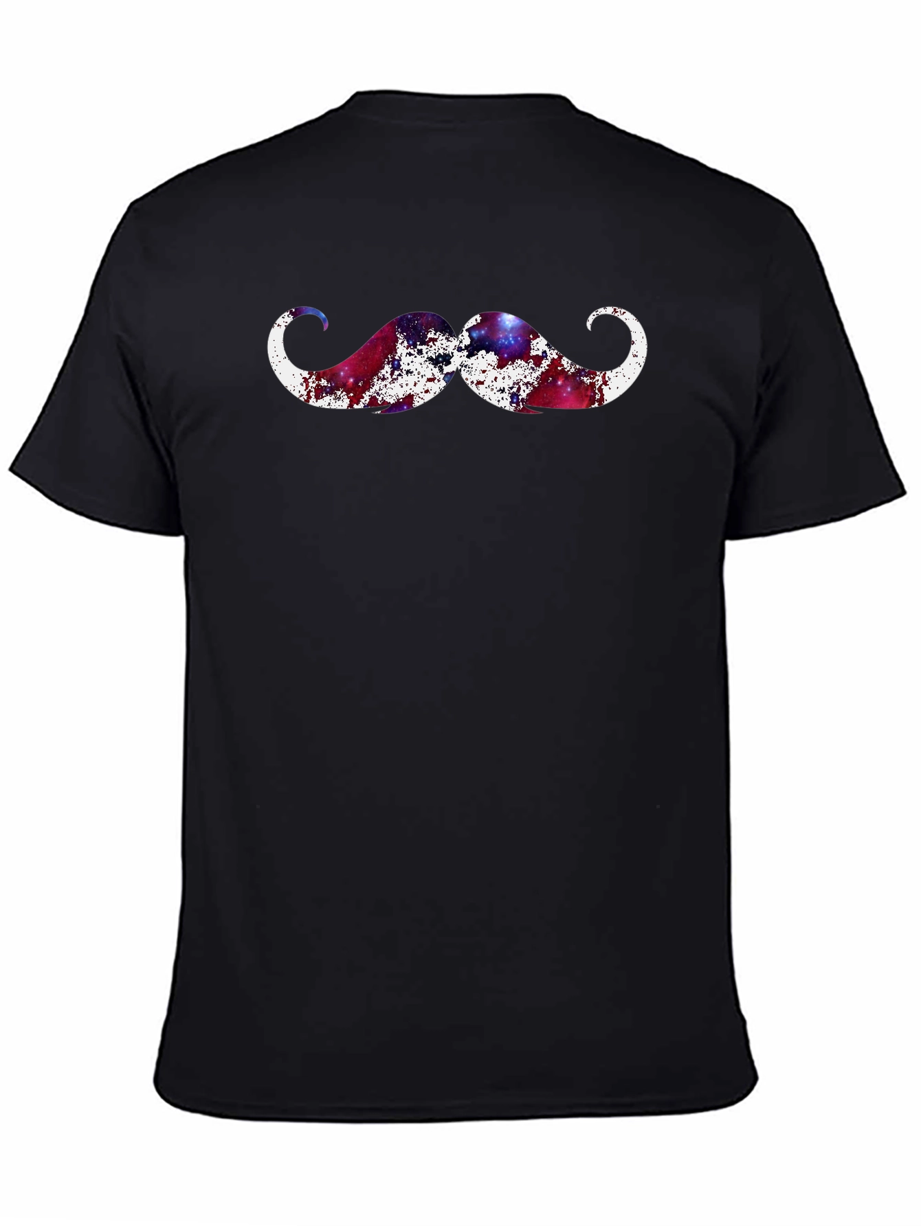 Cosmic Mustache Graphic Tee - Black Cotton T-Shirt