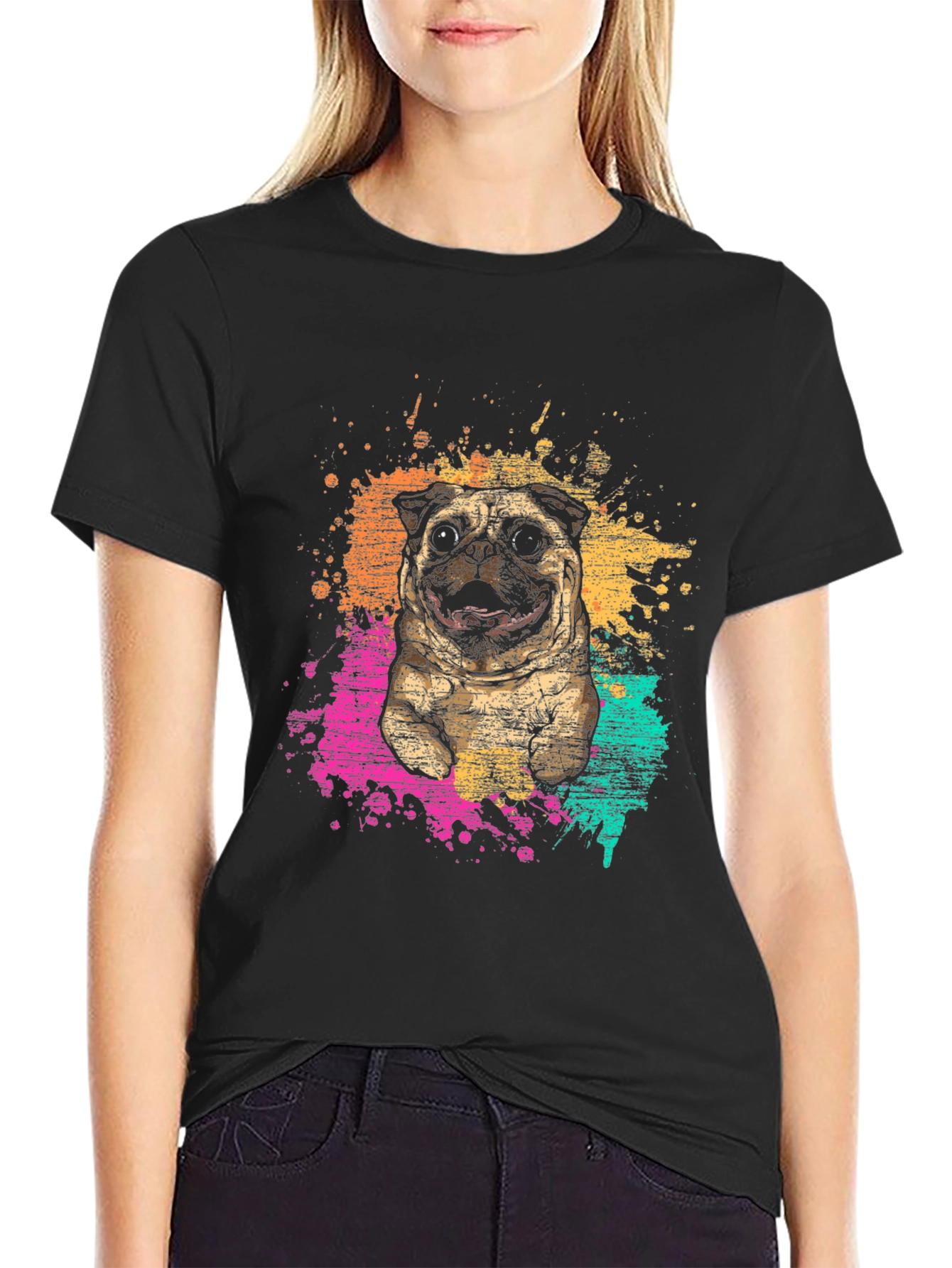 Pug Splatter Graphic Tee - Unisex