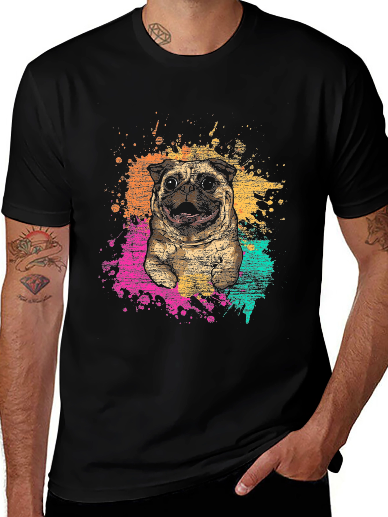 Pug Splatter Graphic Tee - Unisex