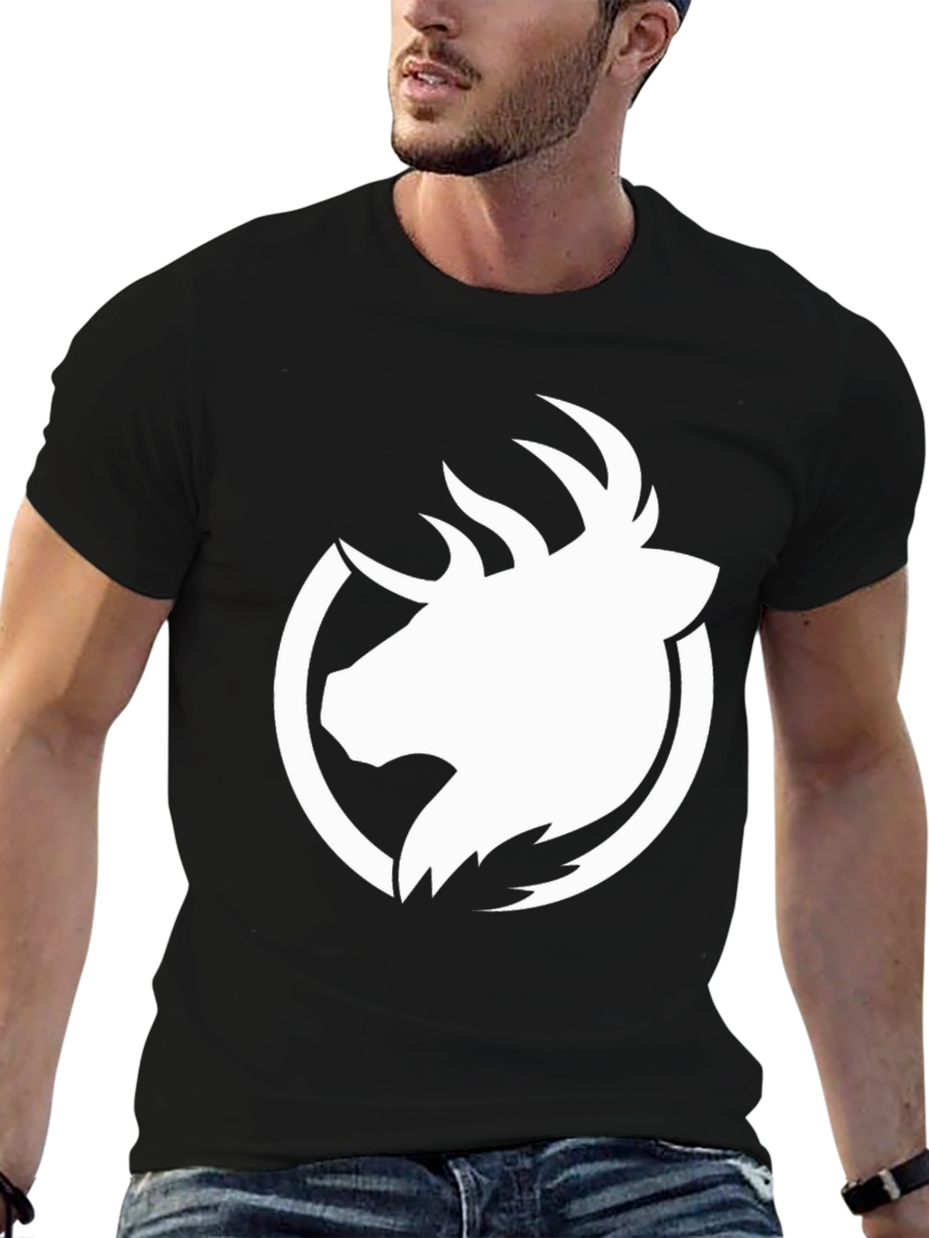 Elk Head Graphic Black T-Shirt
