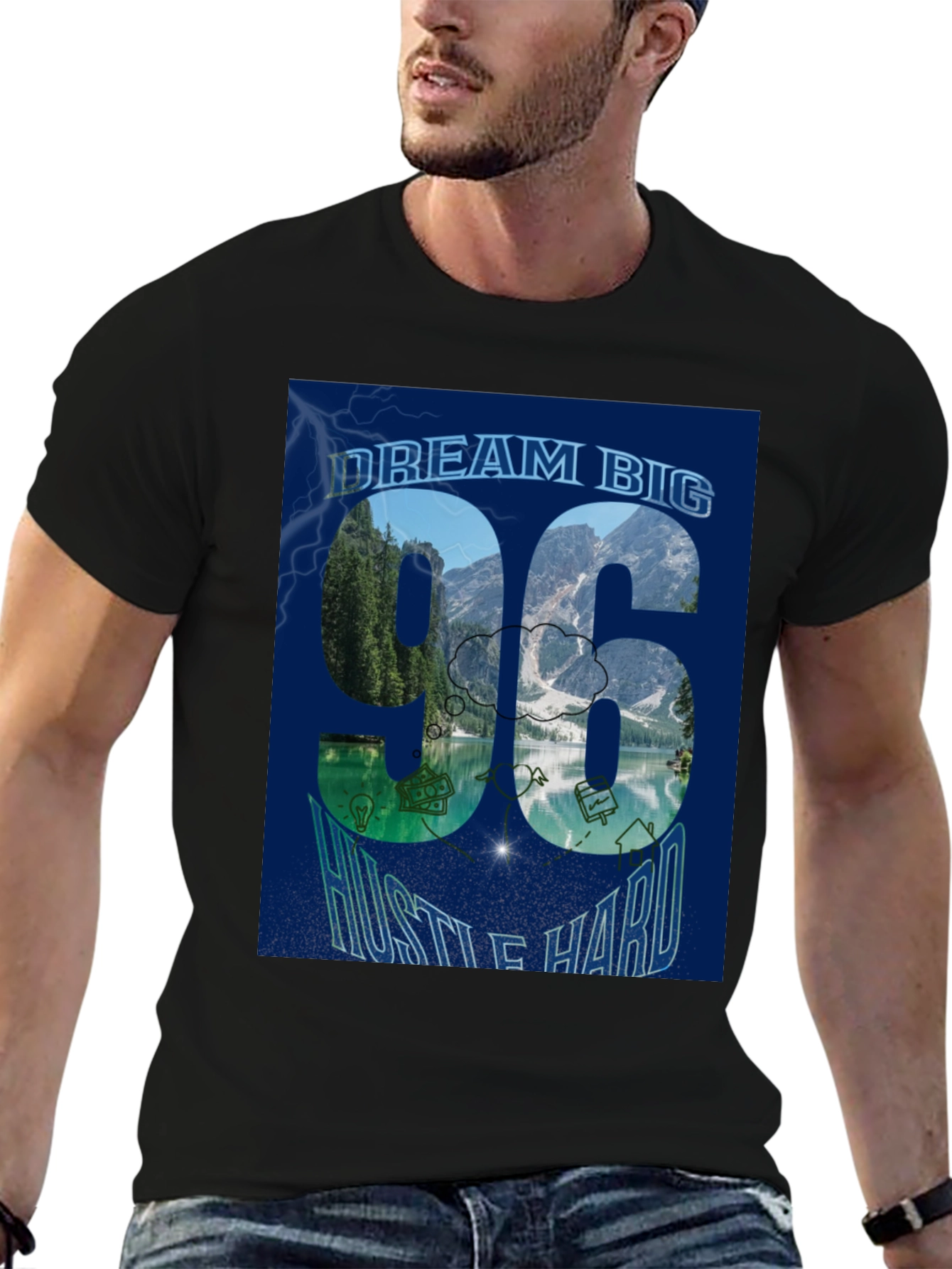 Dream Big 96 Hustle Hard Graphic T-Shirt