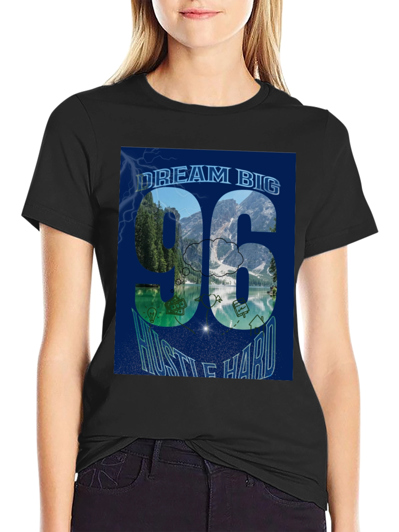 Dream Big 96 Hustle Hard Graphic T-Shirt