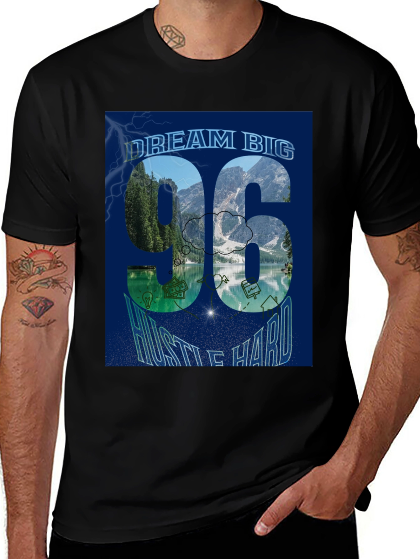 Dream Big 96 Hustle Hard Graphic T-Shirt
