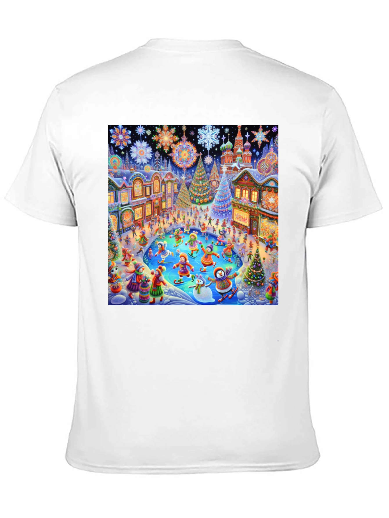 Winter Holiday Scene Black T-Shirt