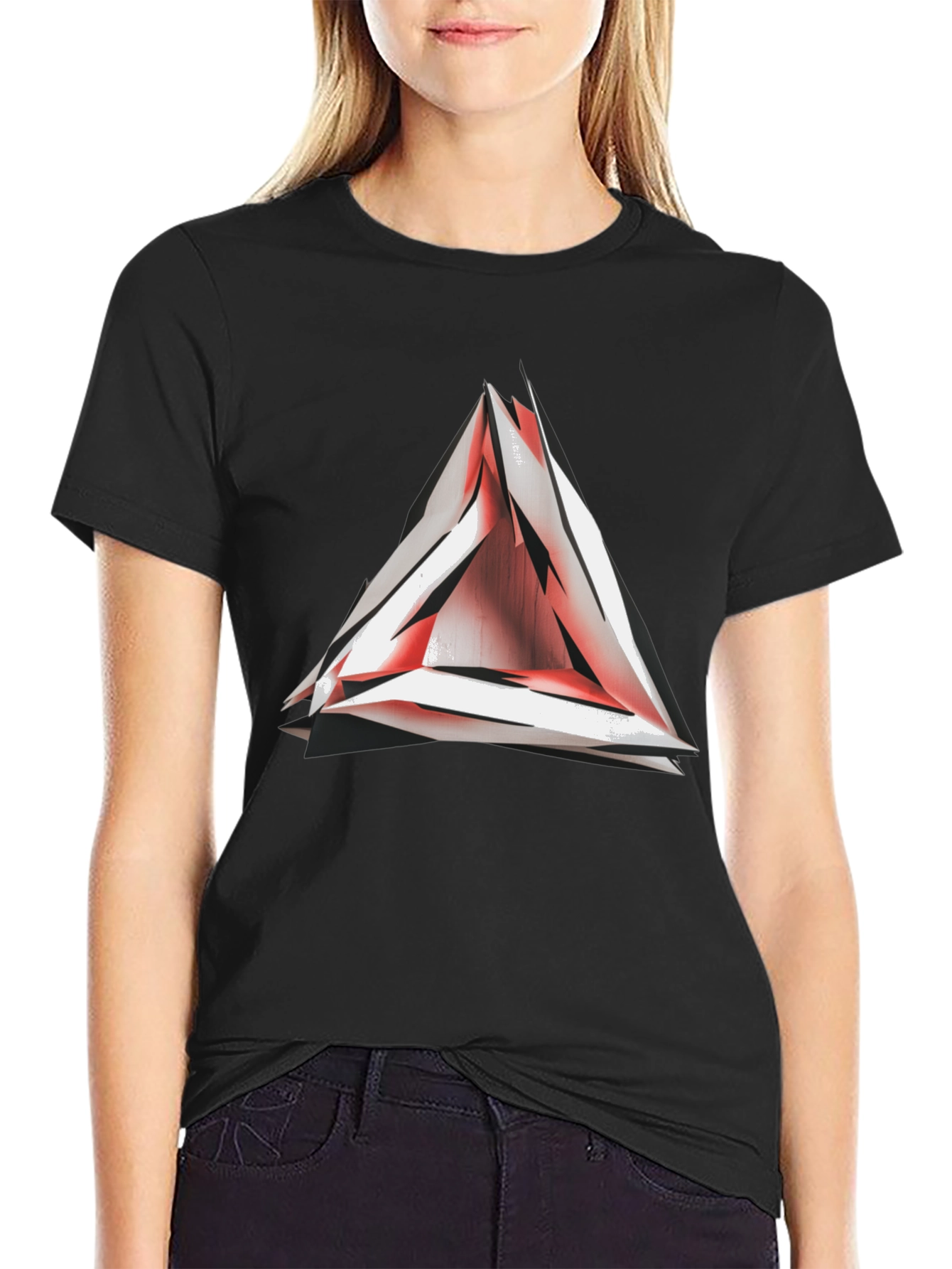 Abstract Red Triangle Graphic T-Shirt