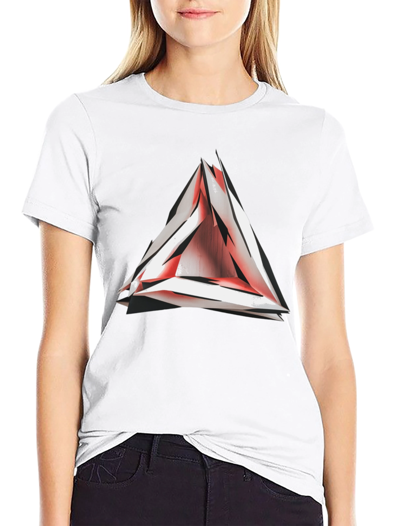 Abstract Red Triangle Graphic T-Shirt