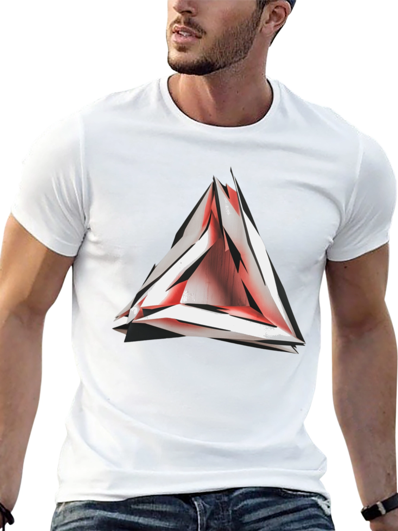 Abstract Red Triangle Graphic T-Shirt