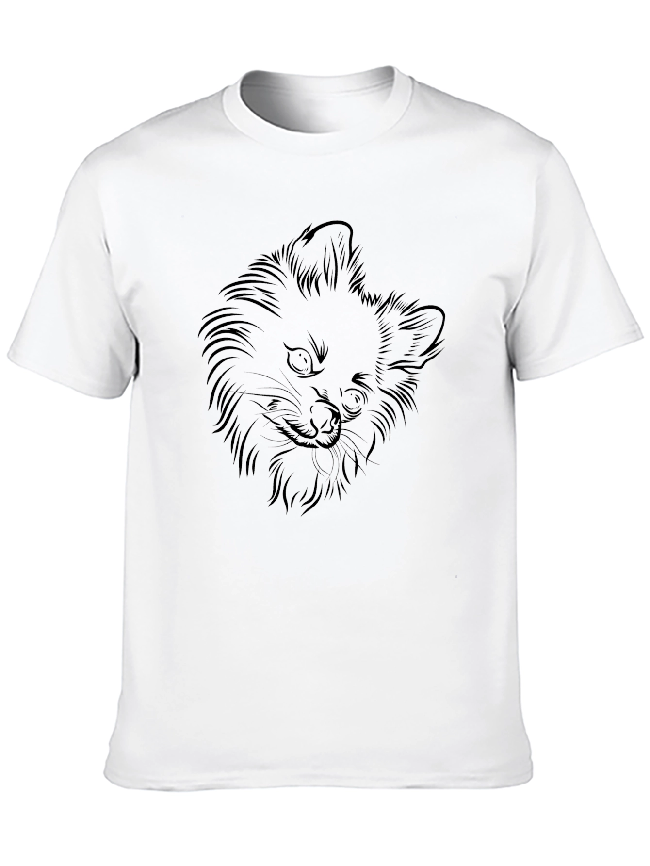 Black Graphic Tee - Fox Outline Design