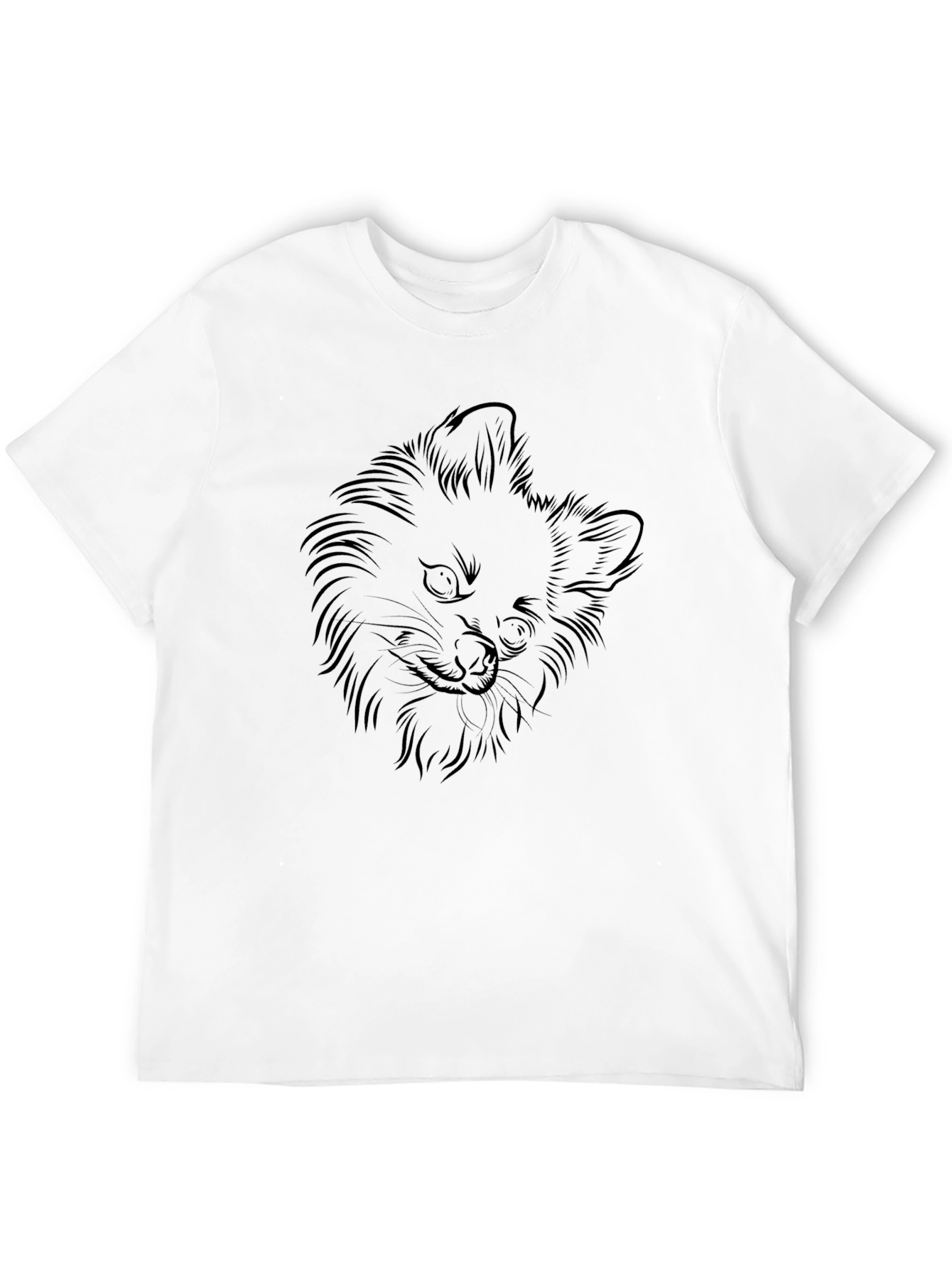 Black Graphic Tee - Fox Outline Design