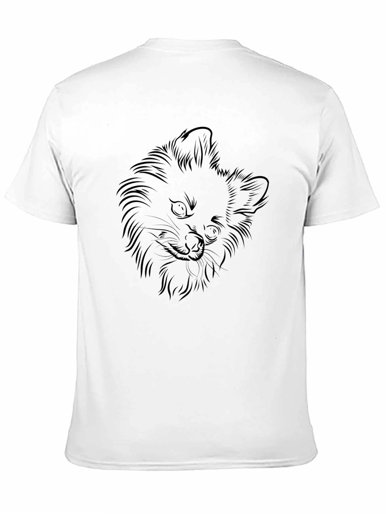 Black Graphic Tee - Fox Outline Design