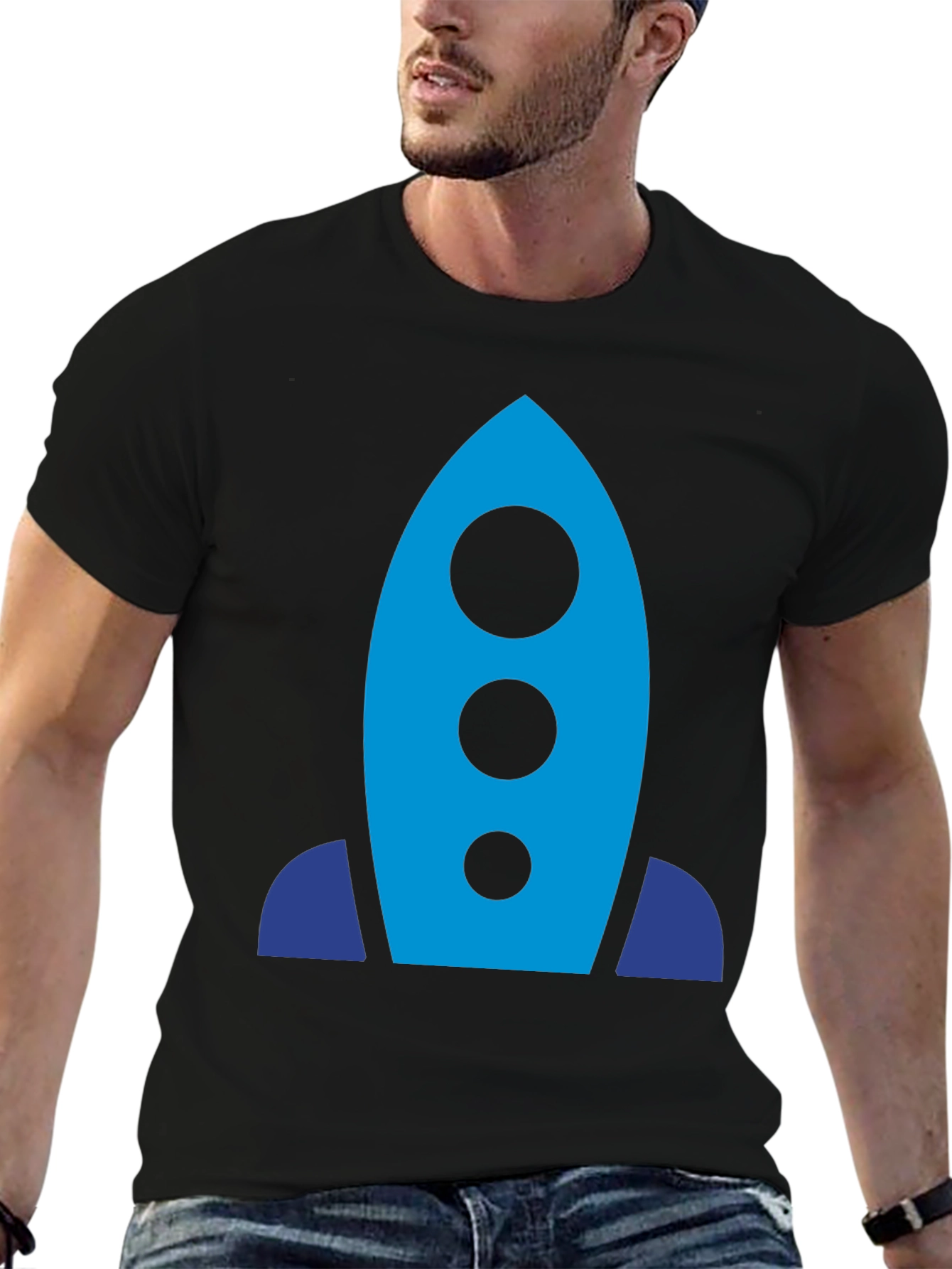 Rocket Graphic T-Shirt - Black Modern Design