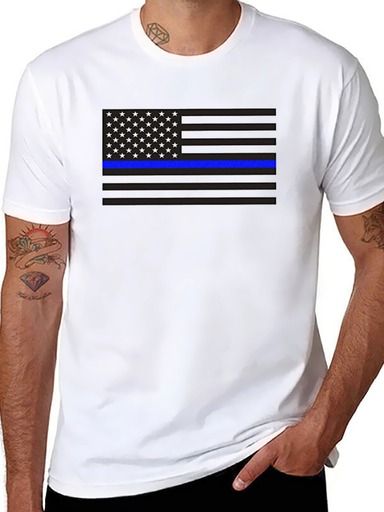 Thin Blue Line American Flag Graphic Tee