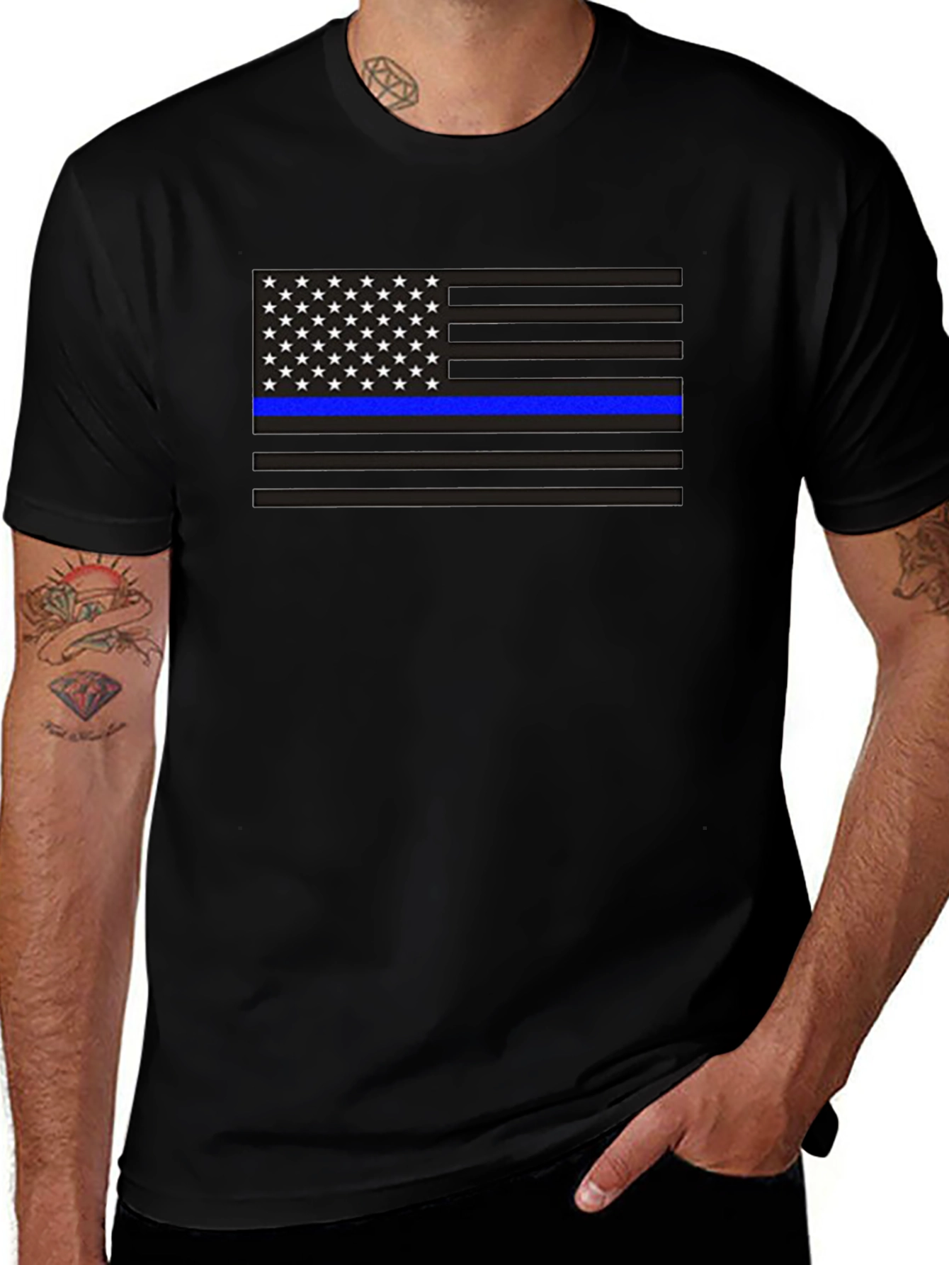 Thin Blue Line American Flag Graphic Tee