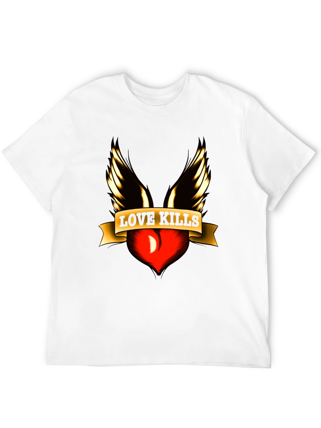 Love Kills Graphic Tee - Edgy Winged Heart Design