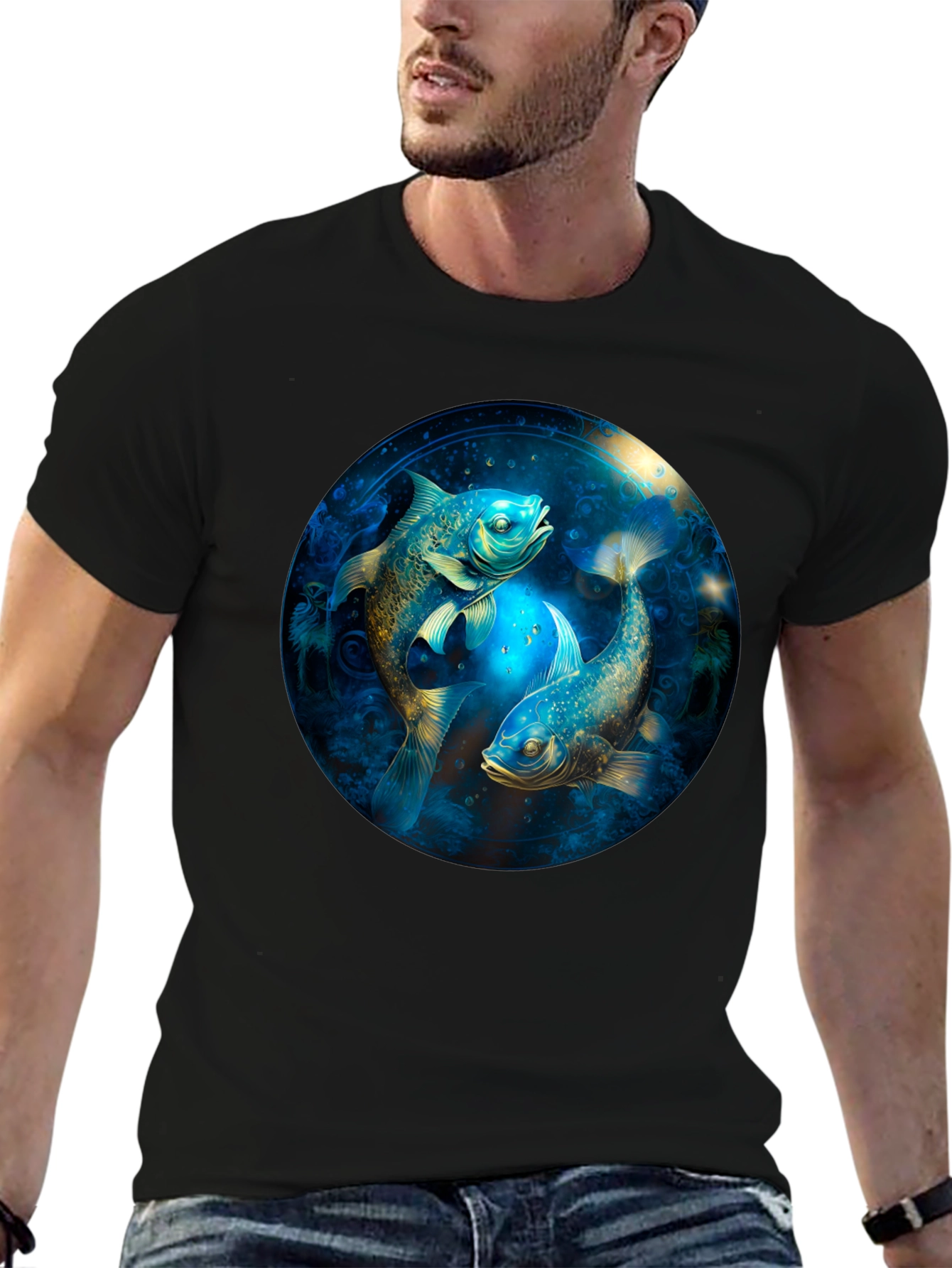 Pisces Zodiac T-Shirt - Artistic Fish Design