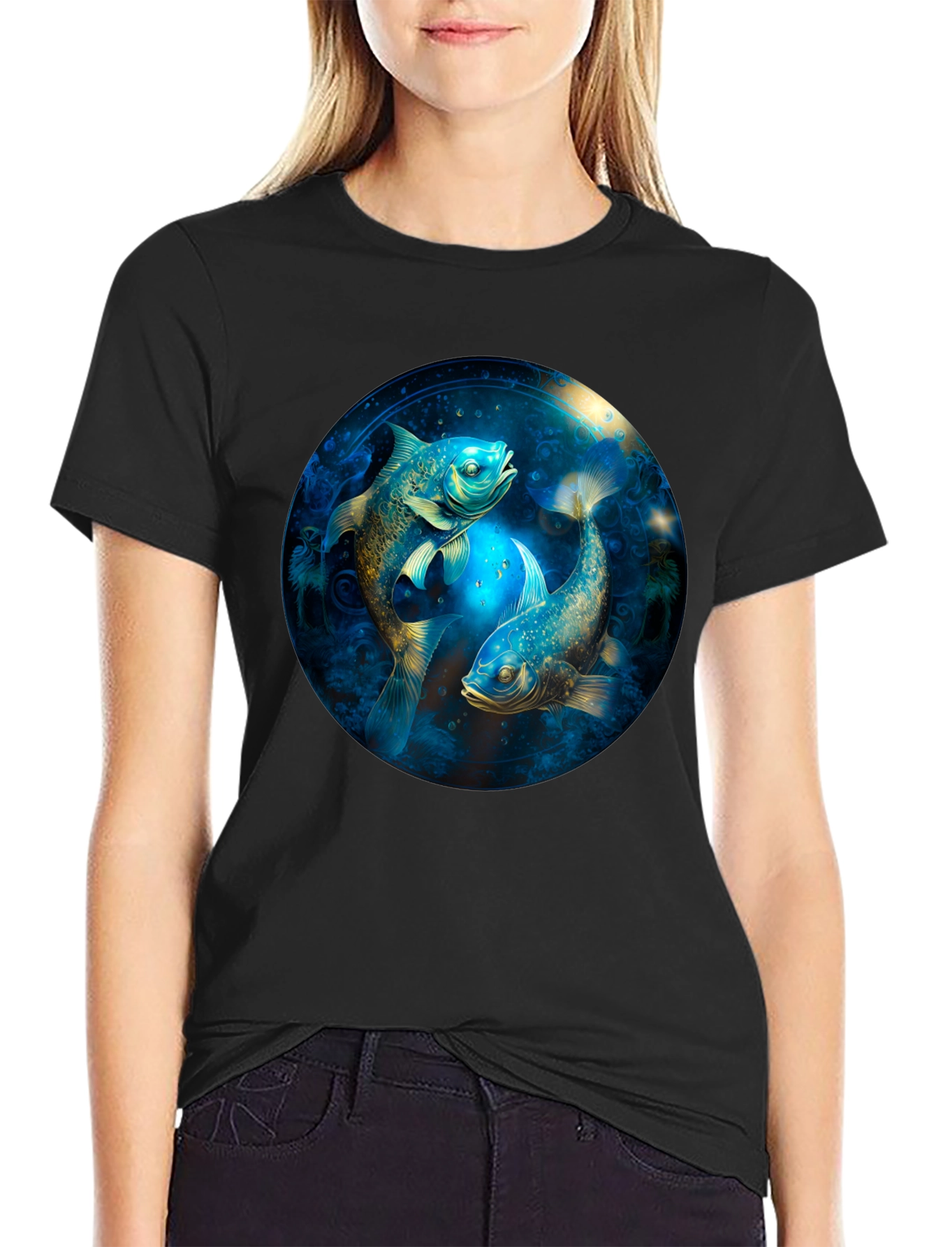 Pisces Zodiac T-Shirt - Artistic Fish Design