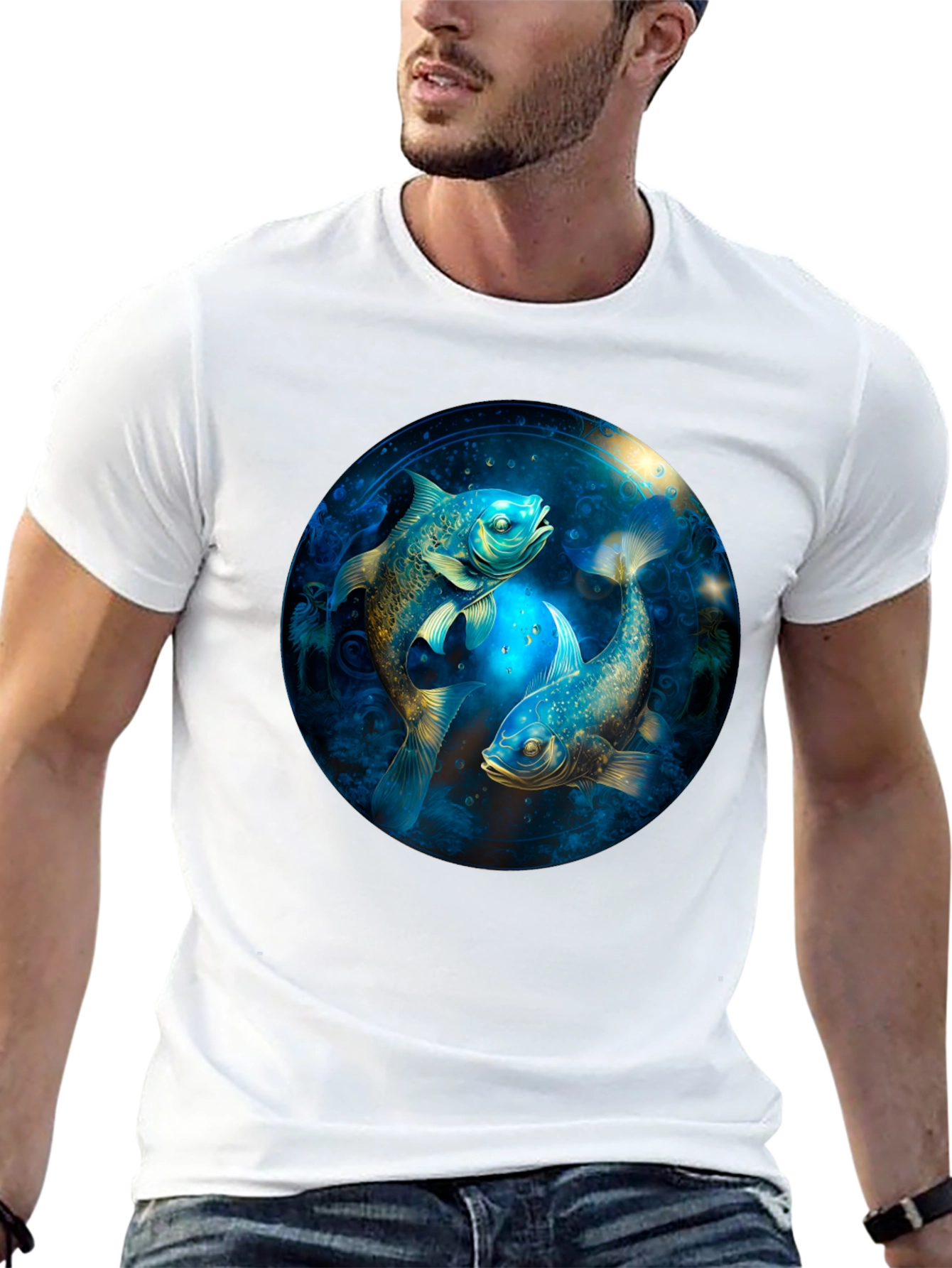 Pisces Zodiac T-Shirt - Artistic Fish Design