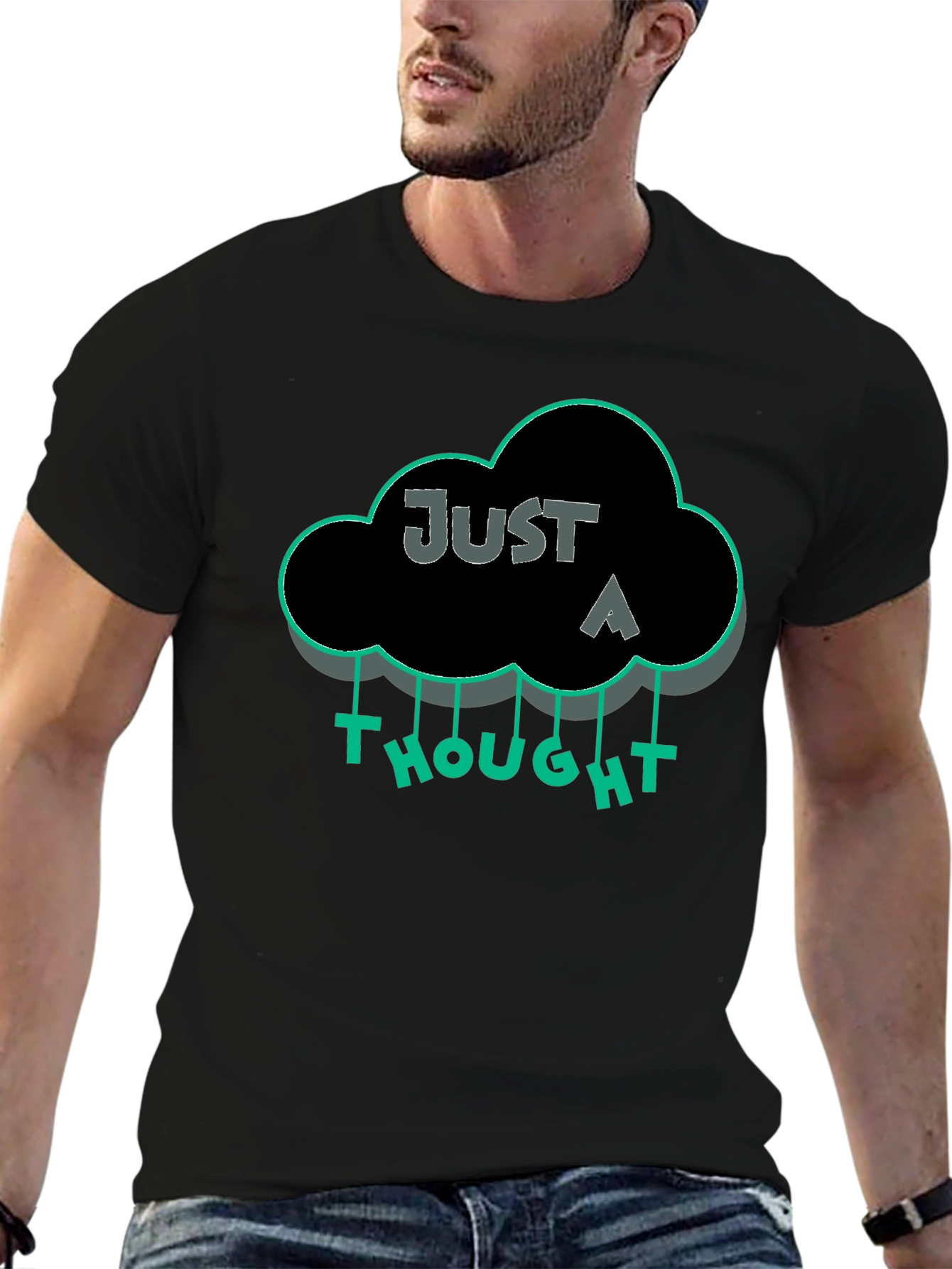 Just a Thought Graphic T-Shirt - Black