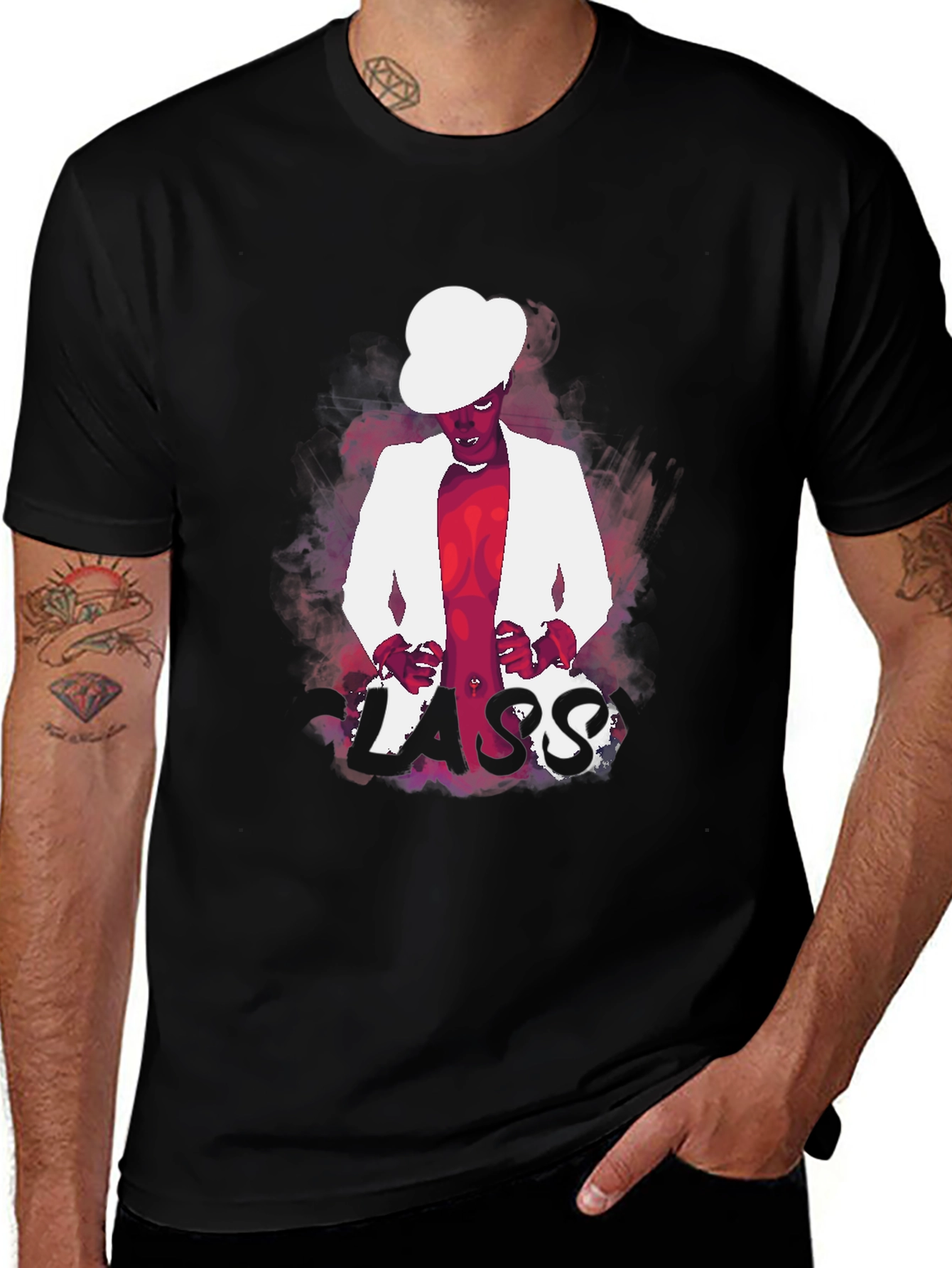LASS Graphic Print Black Tee