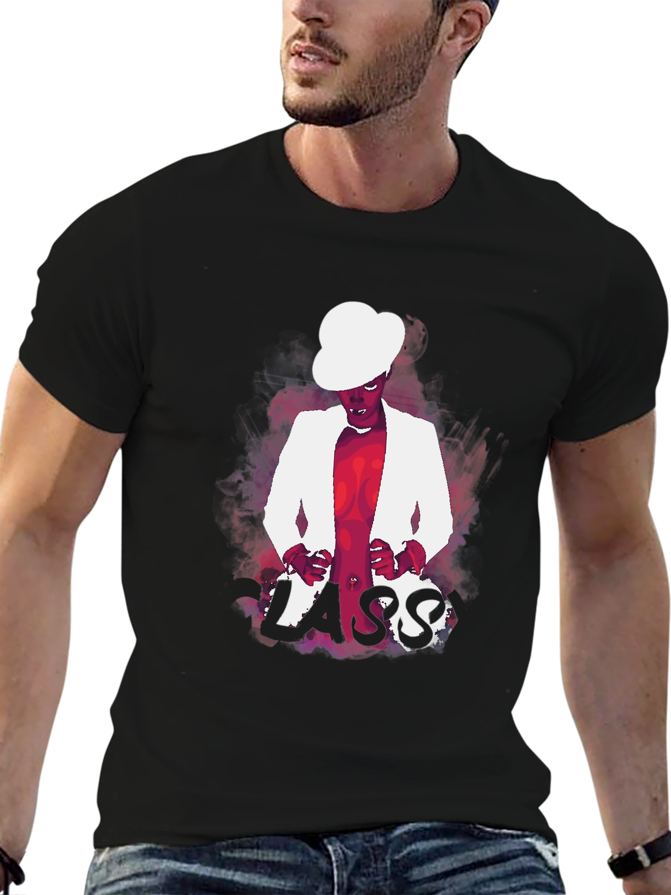 LASS Graphic Print Black Tee