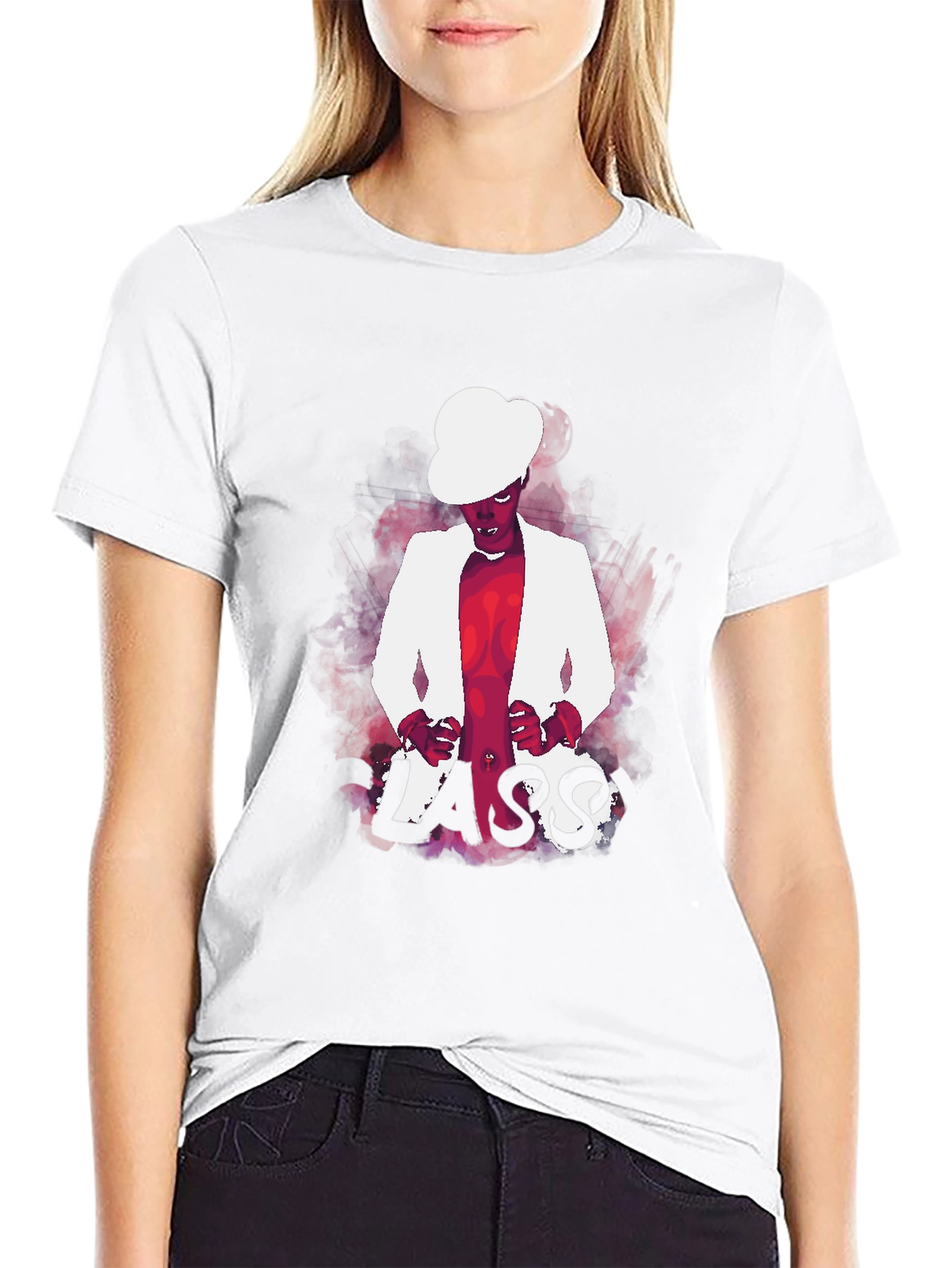 LASS Graphic Print Black Tee