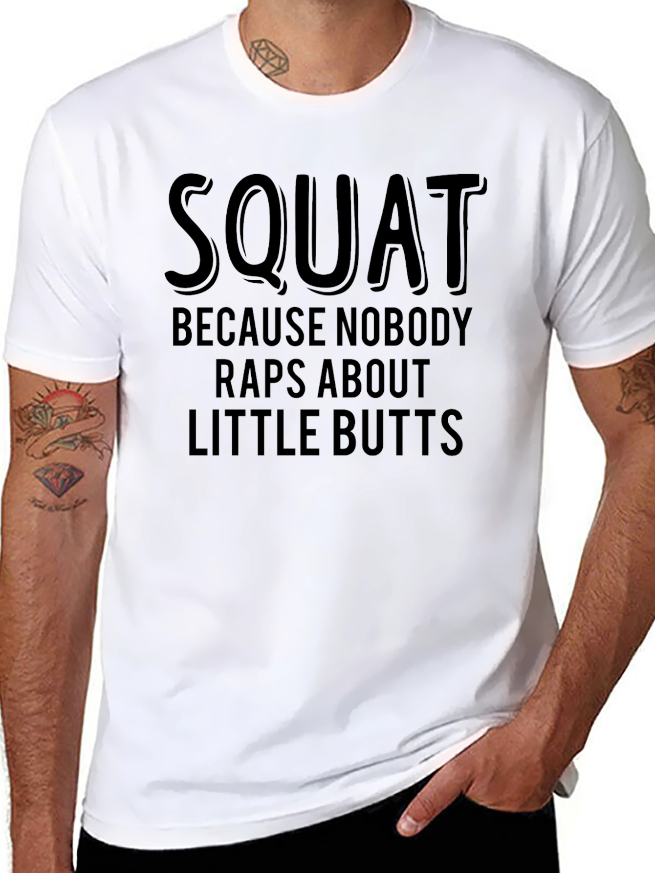 Squat Humor T-Shirt - Raps About Little Butts