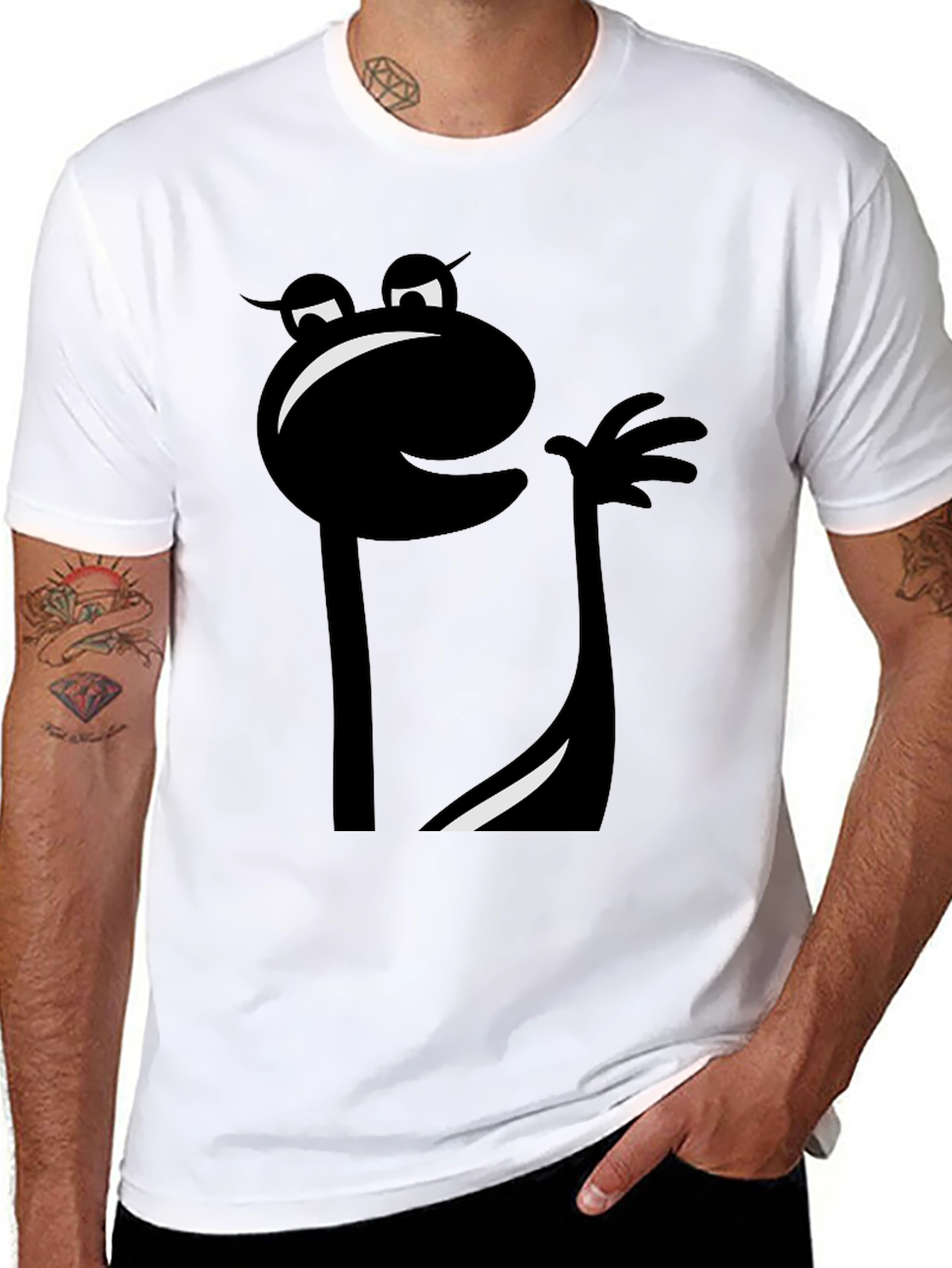 Mens Black Cartoon Character Graphic T-Shirt