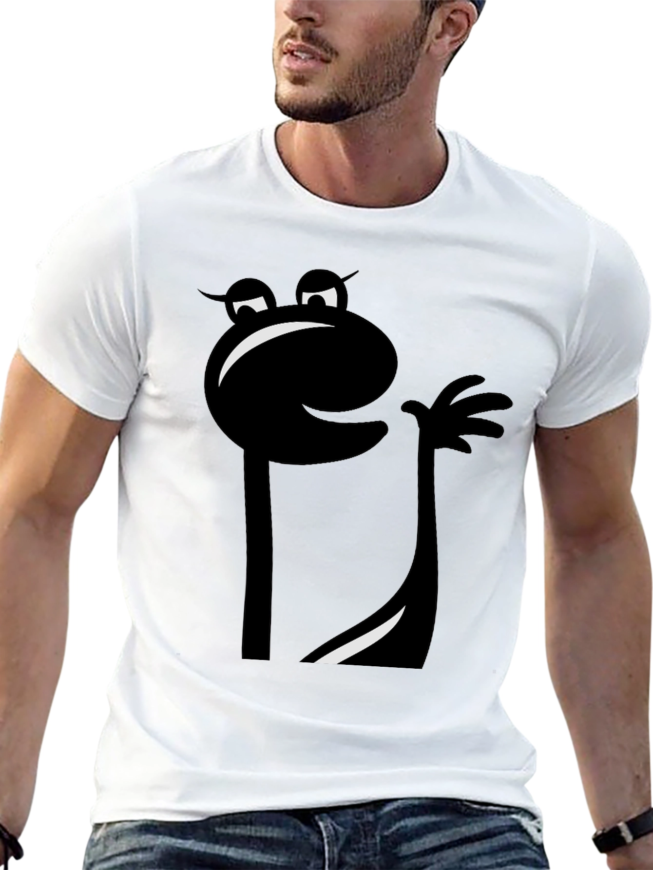 Mens Black Cartoon Character Graphic T-Shirt