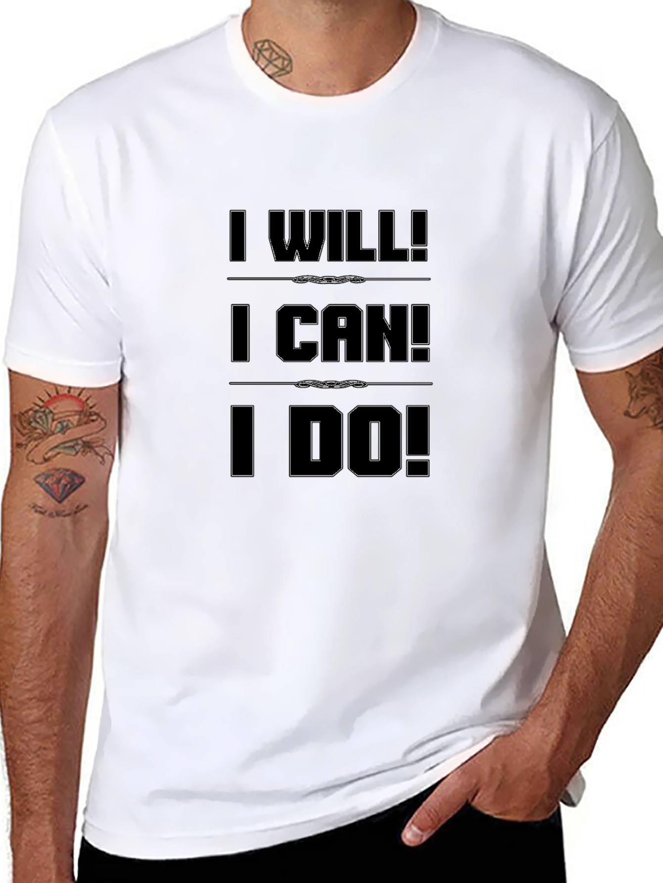 Motivational I Will I Can I Do Black T-Shirt