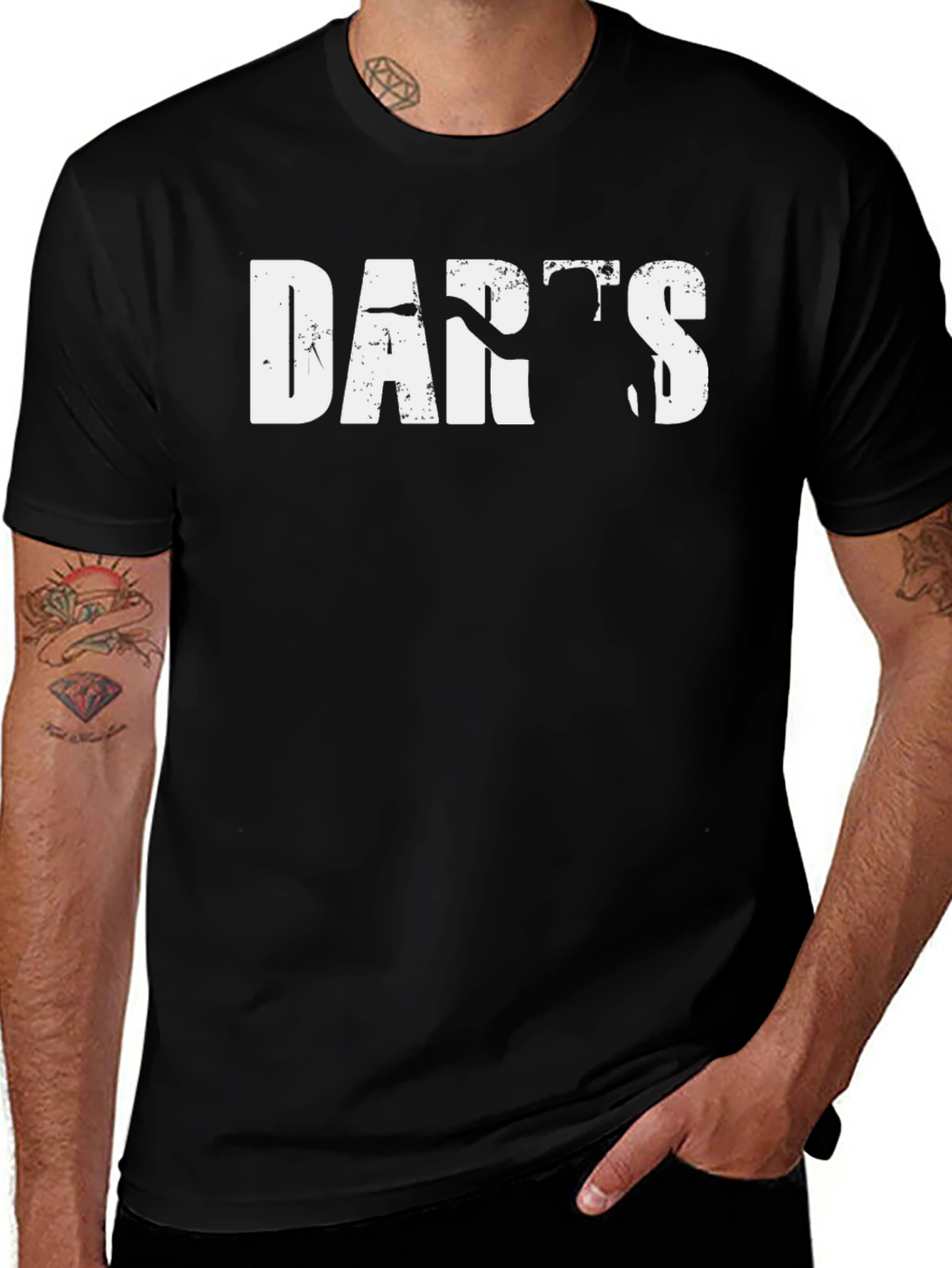 Darts Thrower Graphic T-Shirt - Casual Black Tee