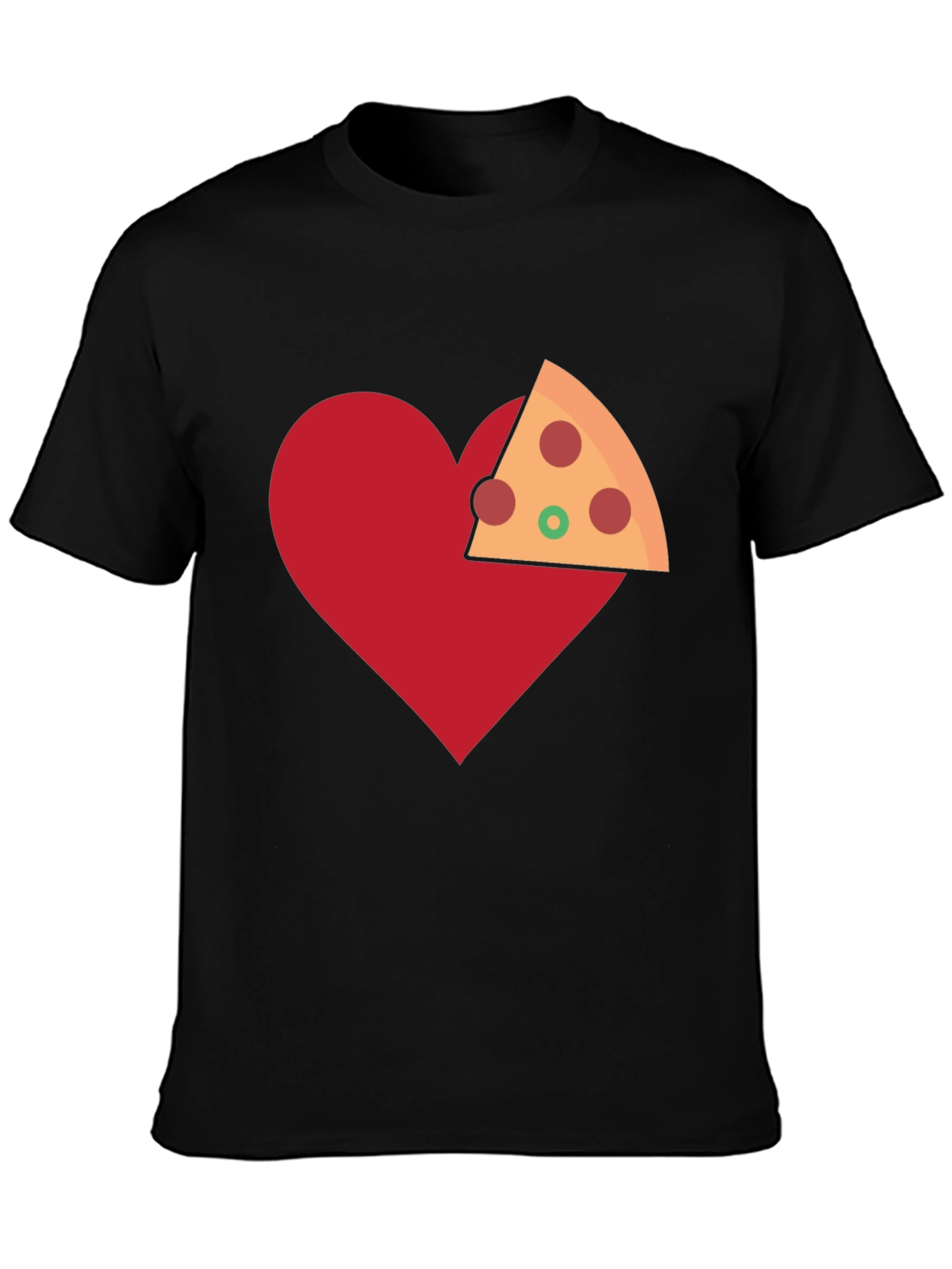 Pizza Heart Graphic Tee - Casual Cotton T-Shirt