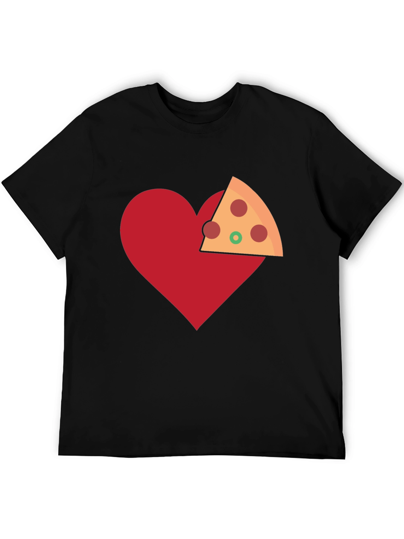 Pizza Heart Graphic Tee - Casual Cotton T-Shirt