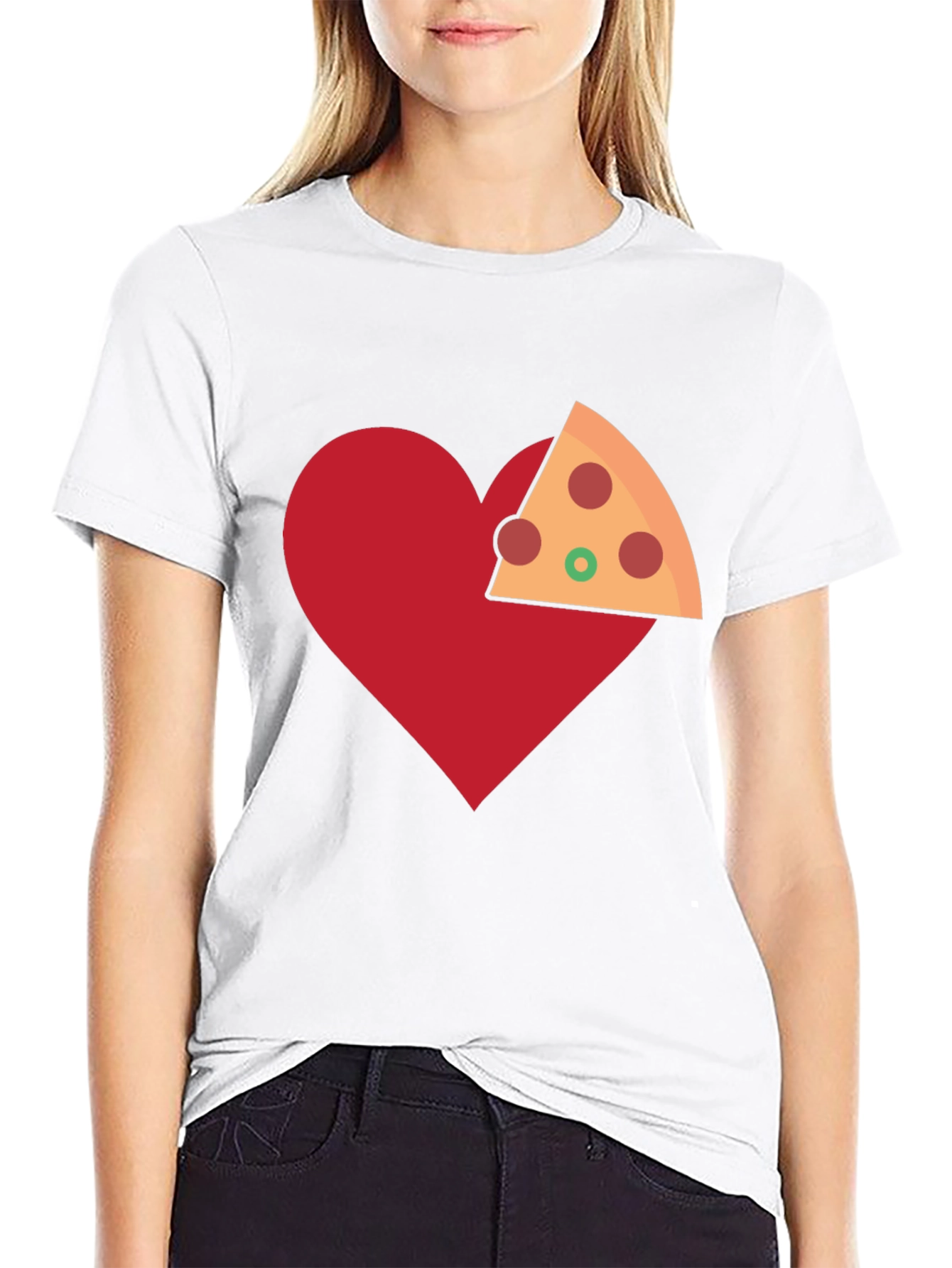 Pizza Heart Graphic Tee - Casual Cotton T-Shirt