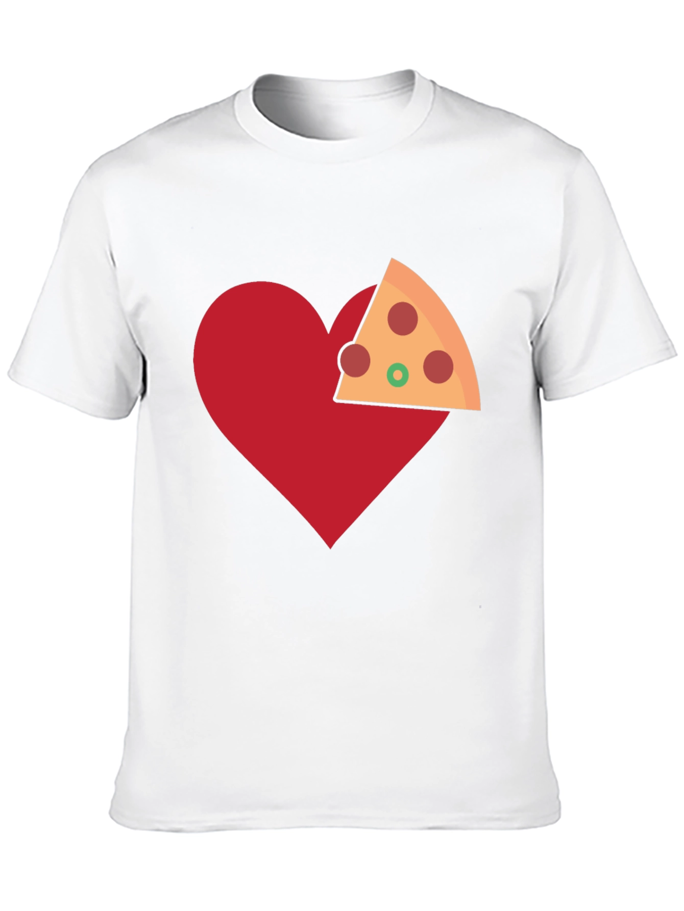 Pizza Heart Graphic Tee - Casual Cotton T-Shirt
