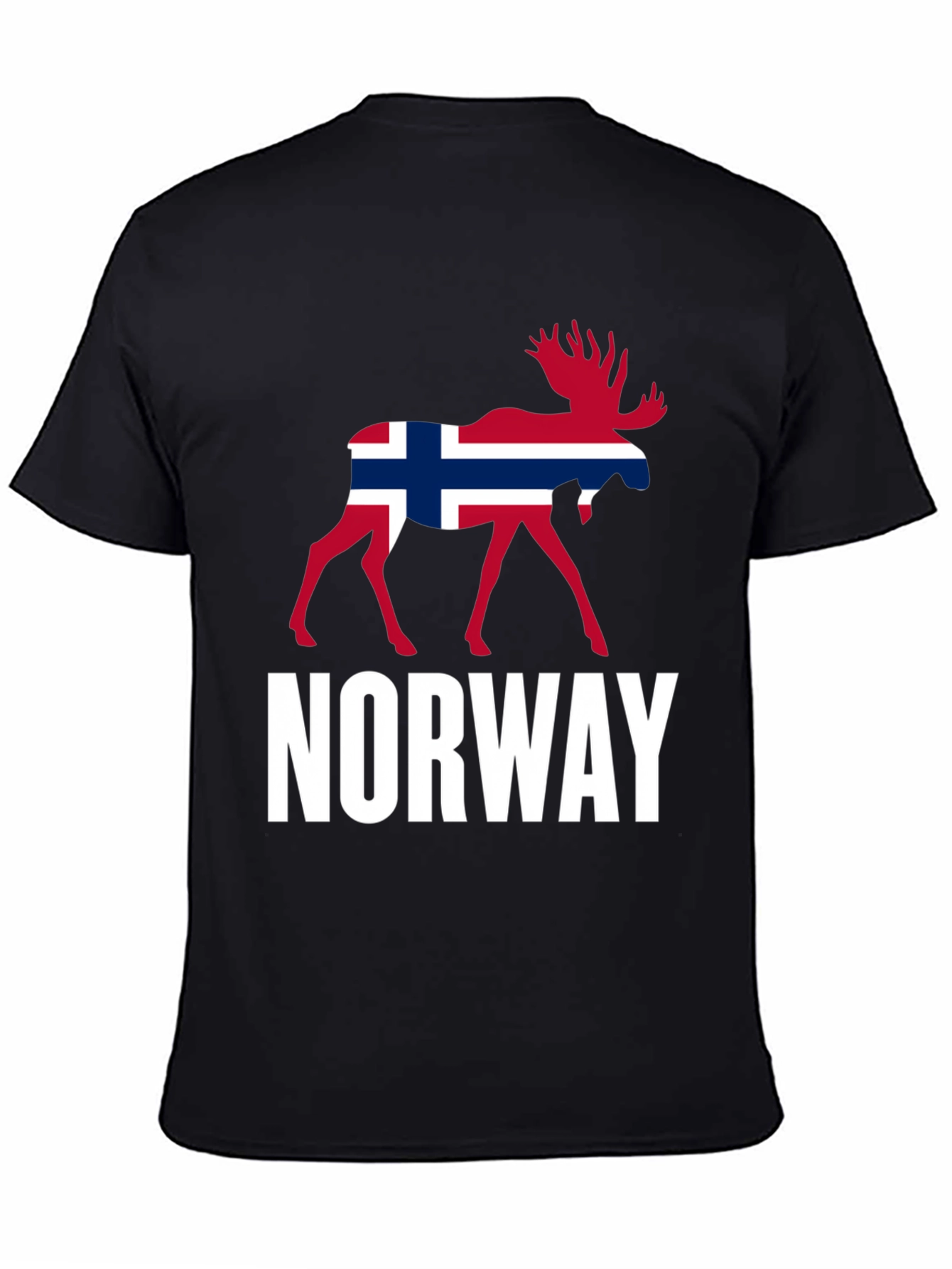 Norway Moose Graphic Tee - Black Cotton Shirt